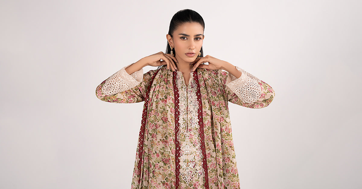 3 Piece Embroidered Net Suit