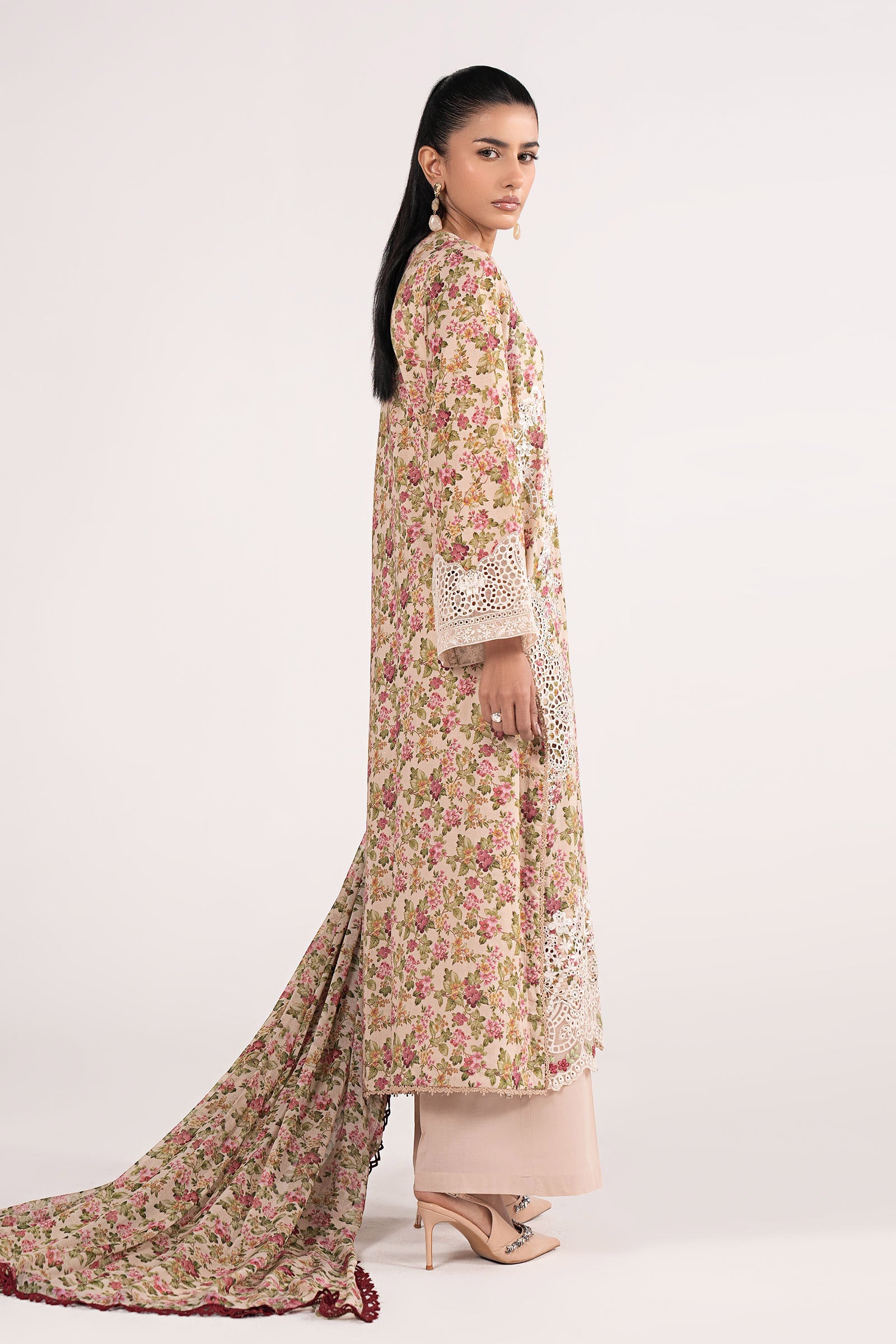 3 Piece Embroidered Net Suit