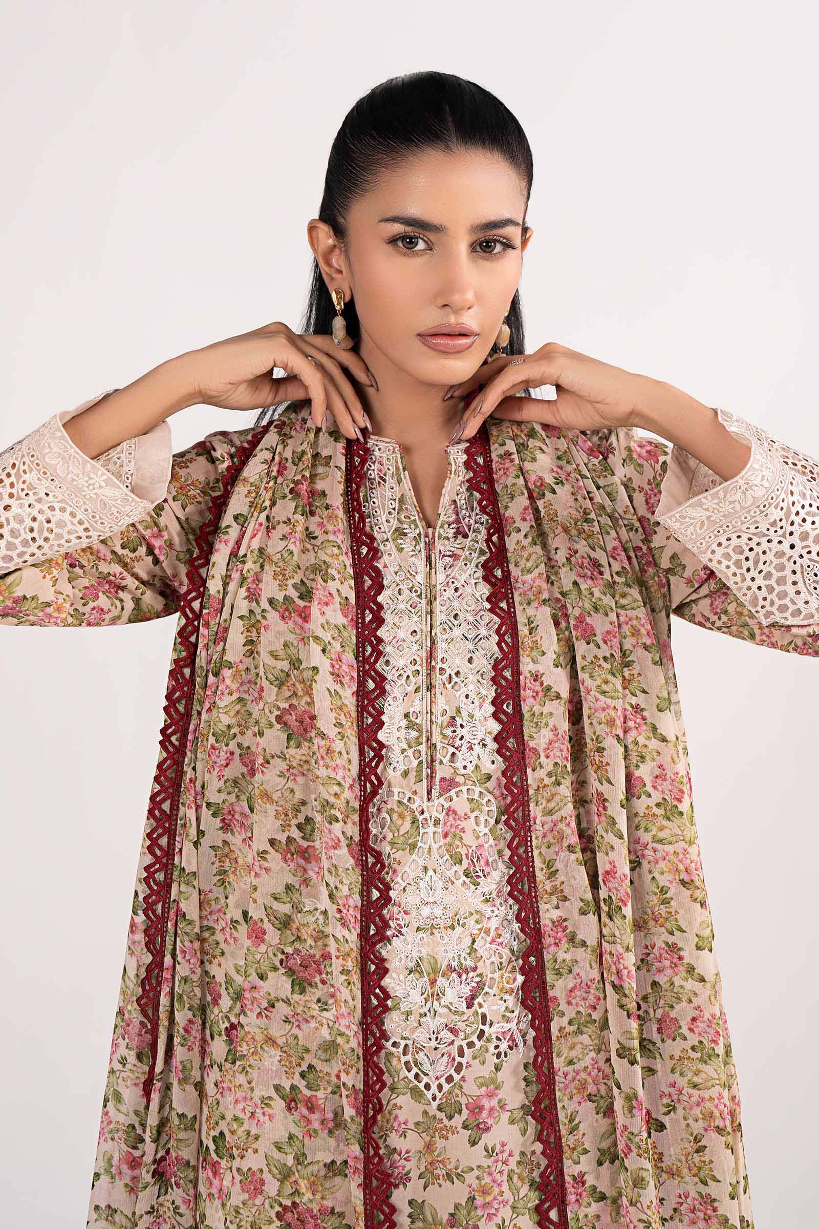 3 Piece Embroidered Net Suit