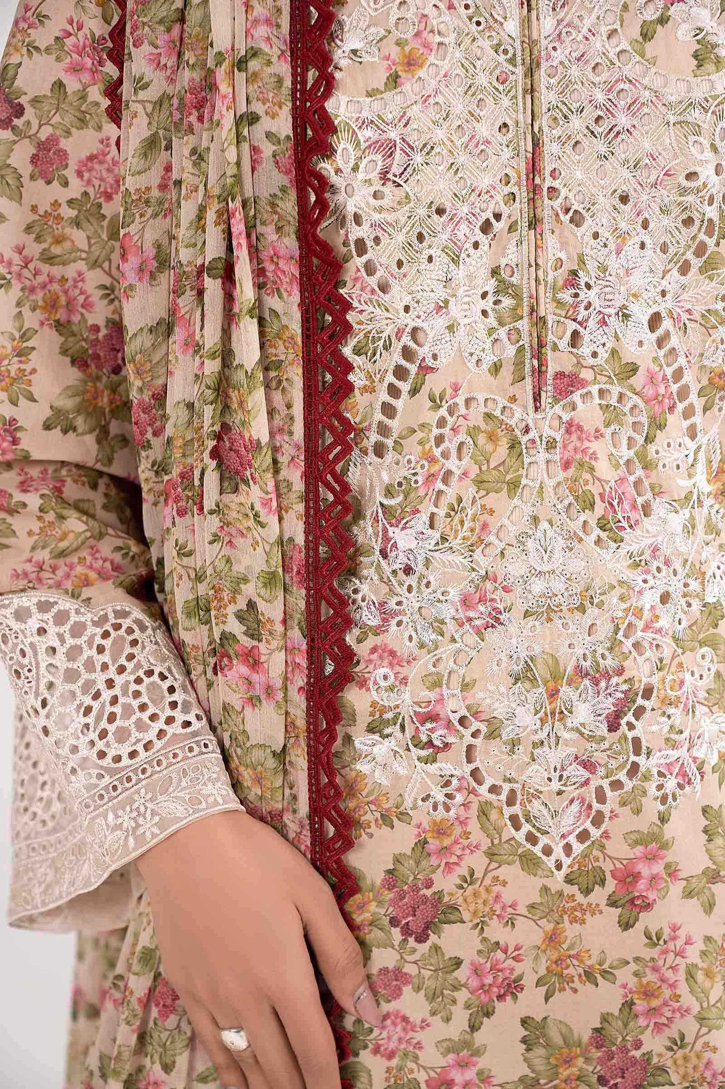 3 Piece Embroidered Net Suit