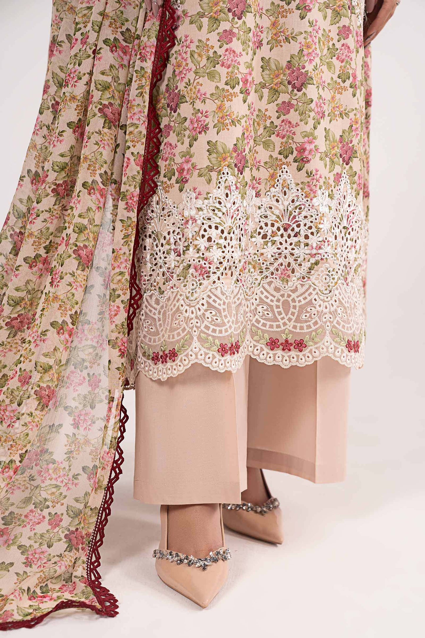 3 Piece Embroidered Net Suit