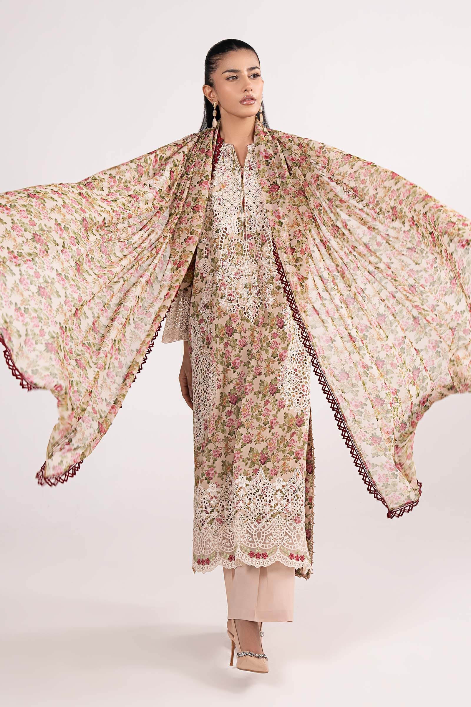 3 Piece Embroidered Net Suit