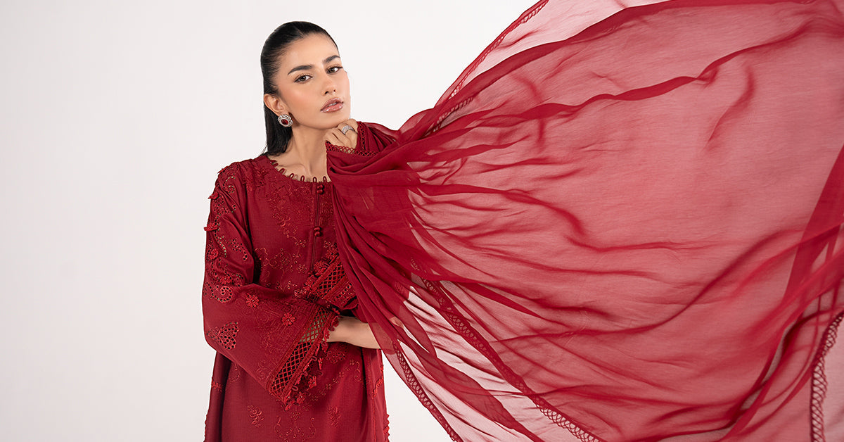 3 Piece Embroidered Dobby Lawn Suit