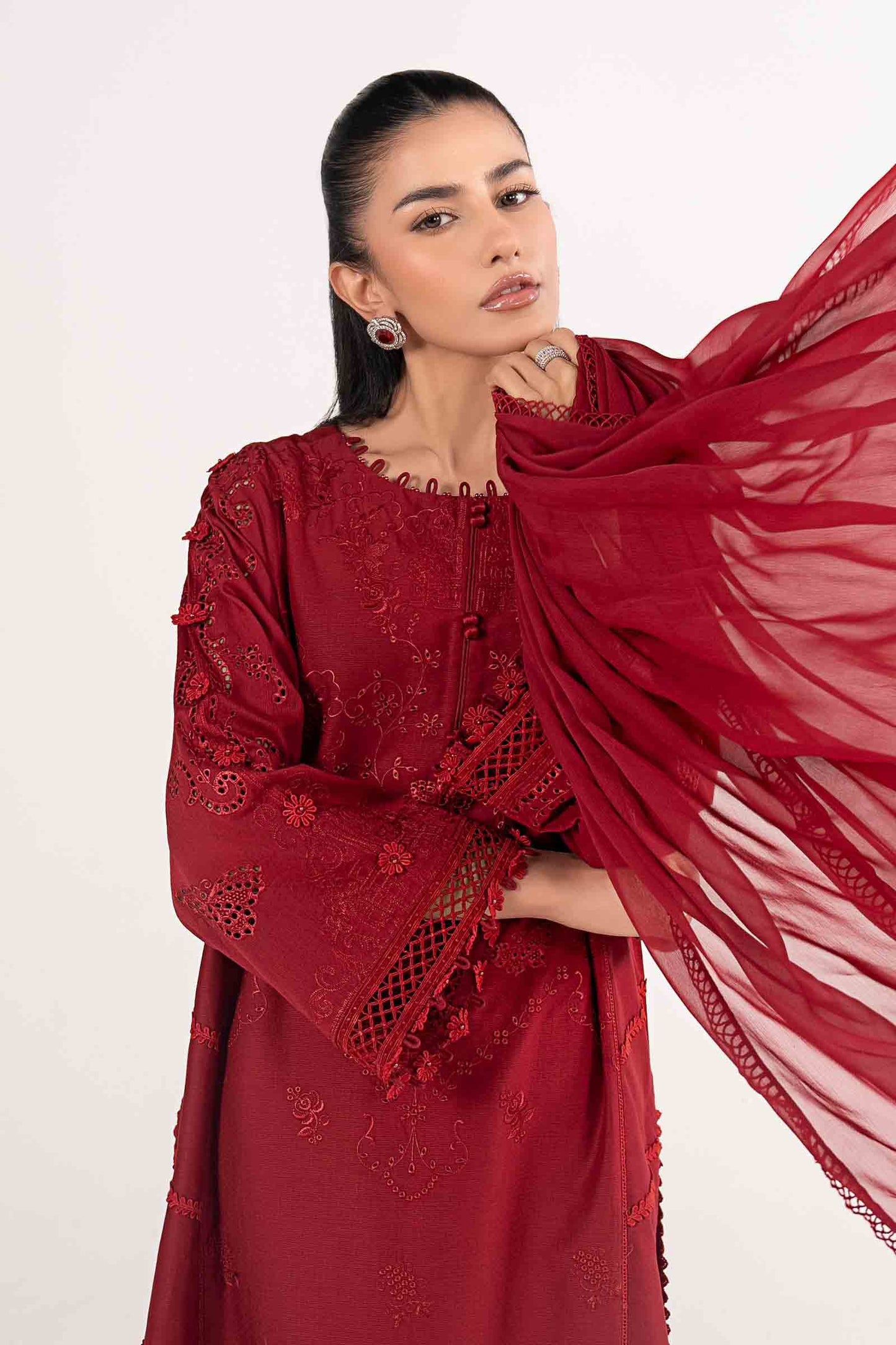 3 Piece Embroidered Dobby Lawn Suit