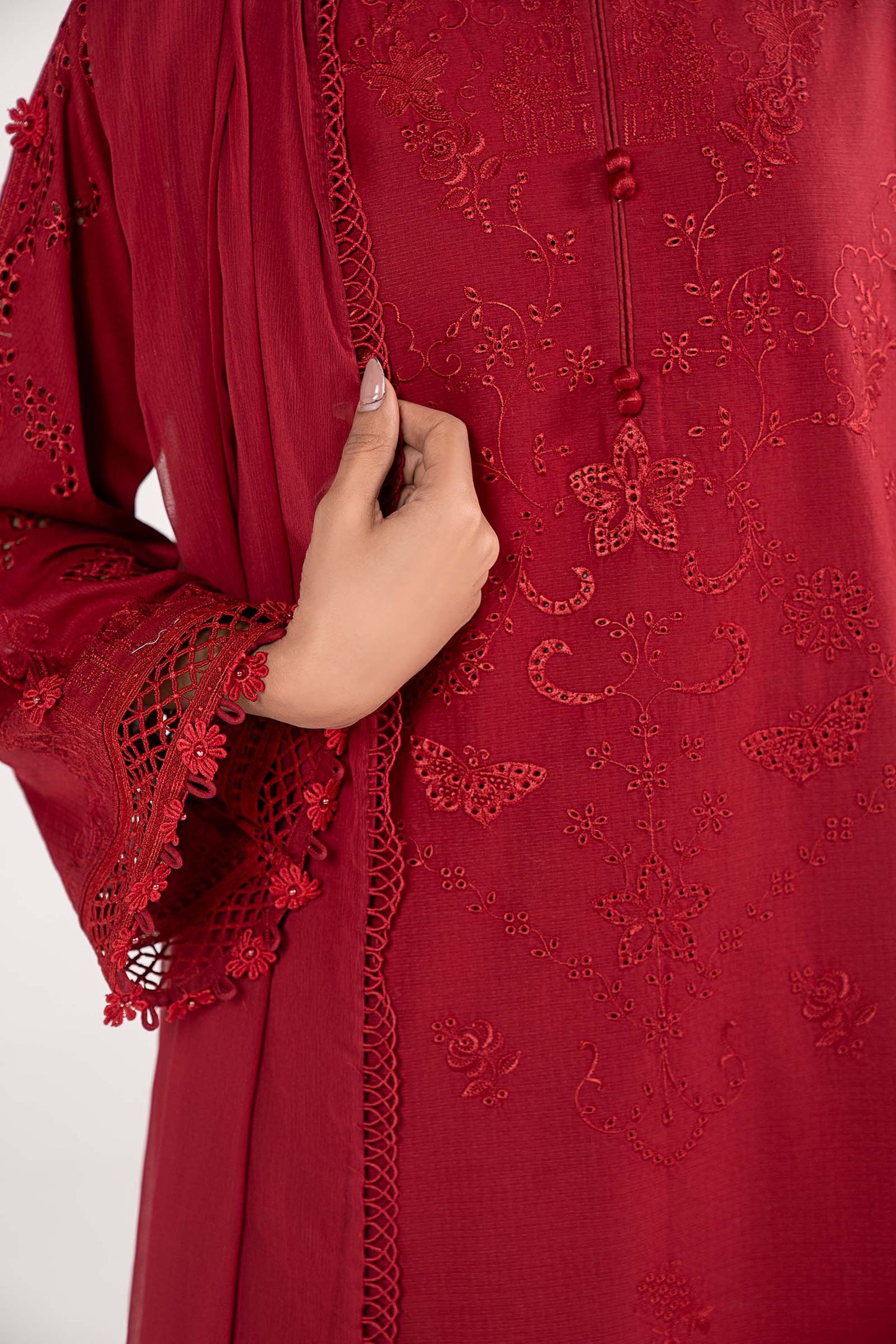 3 Piece Embroidered Dobby Lawn Suit