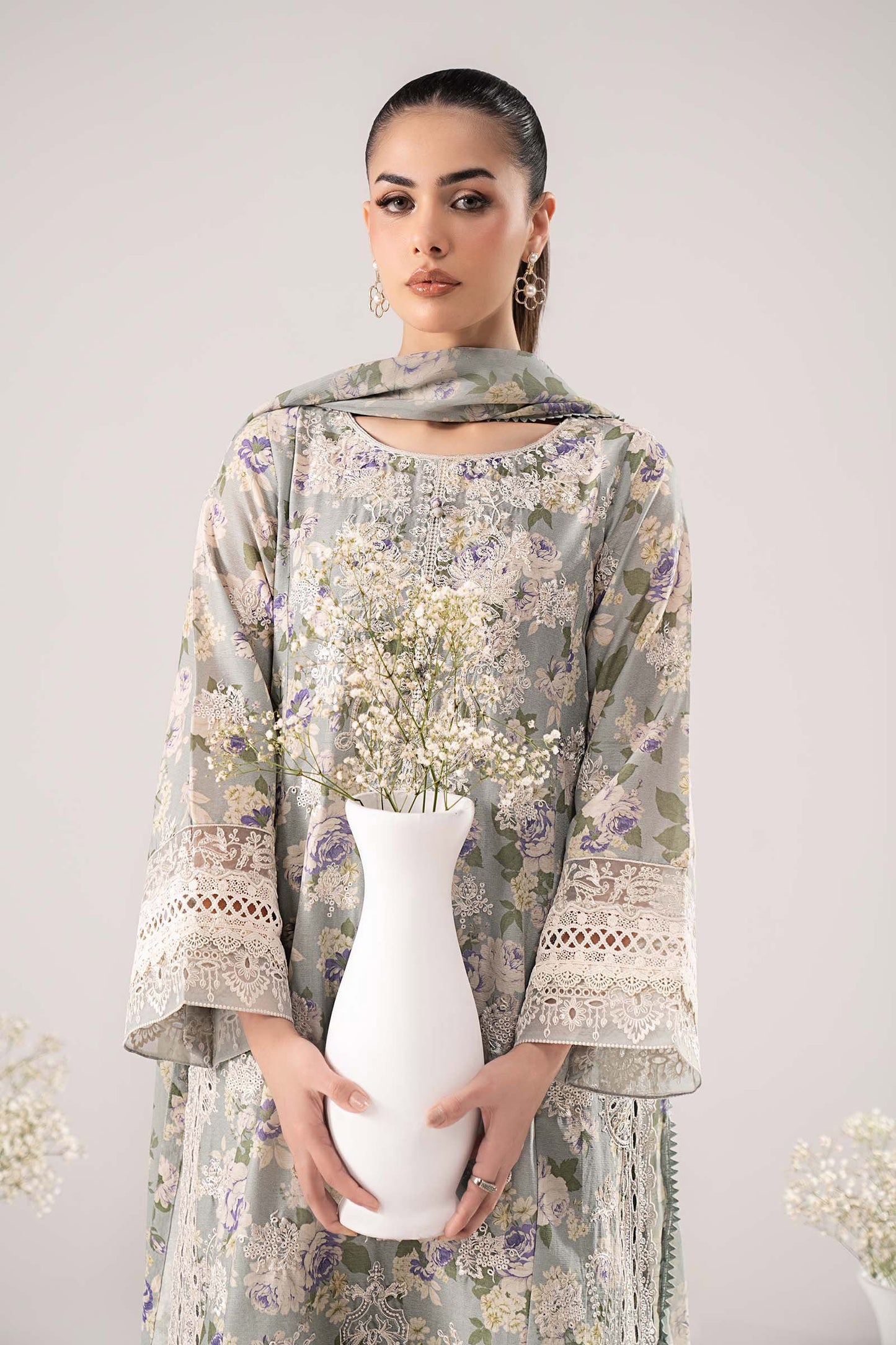 3 Piece Embroidered Dobby Lawn Suit