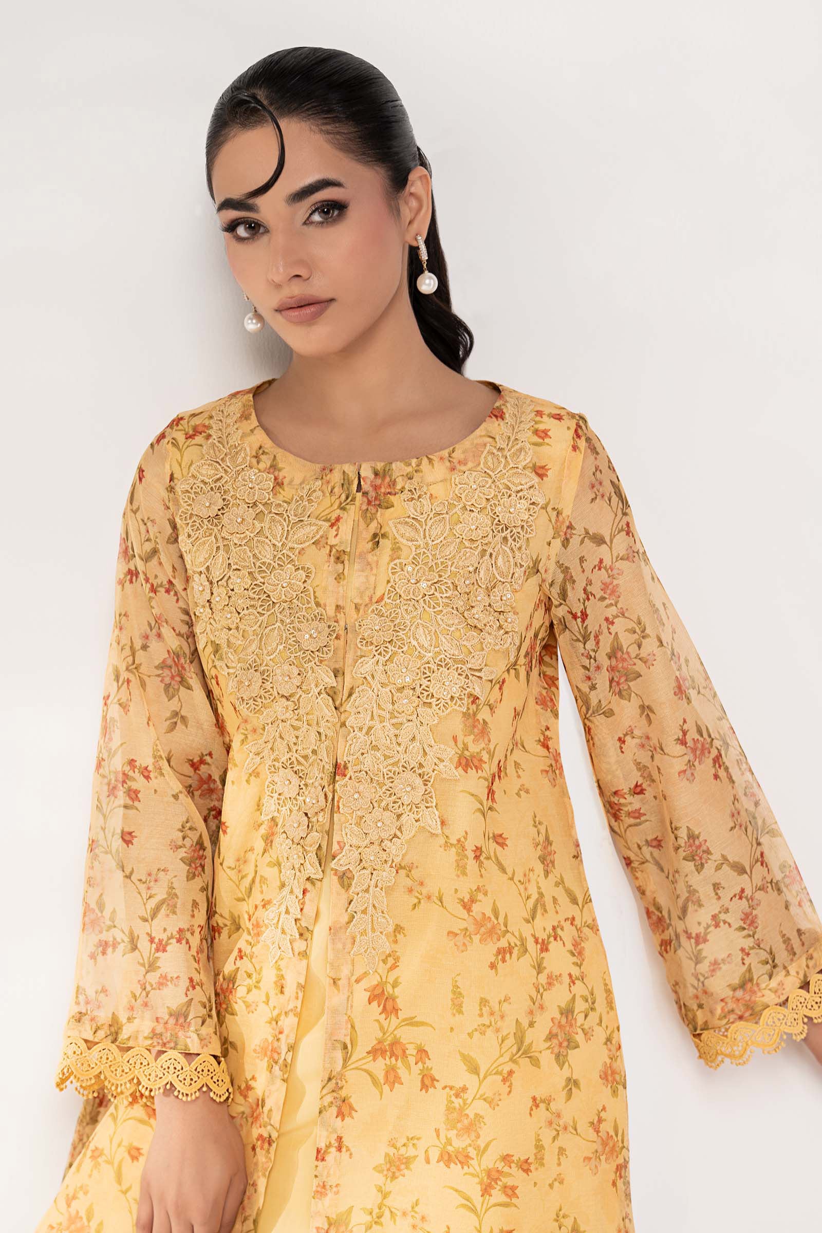 3 Piece Embroidered Cotton Net Suit