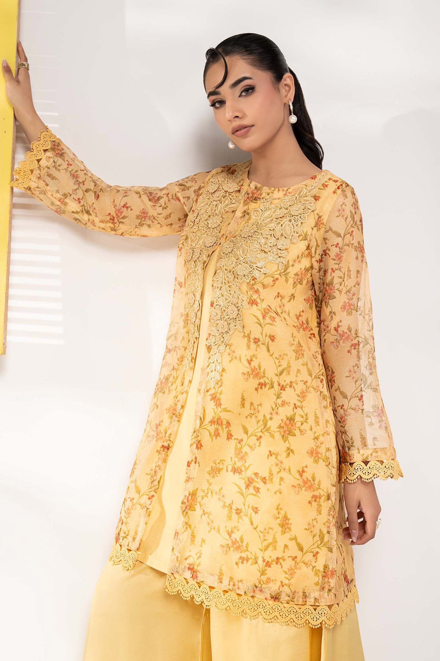 3 Piece Embroidered Cotton Net Suit