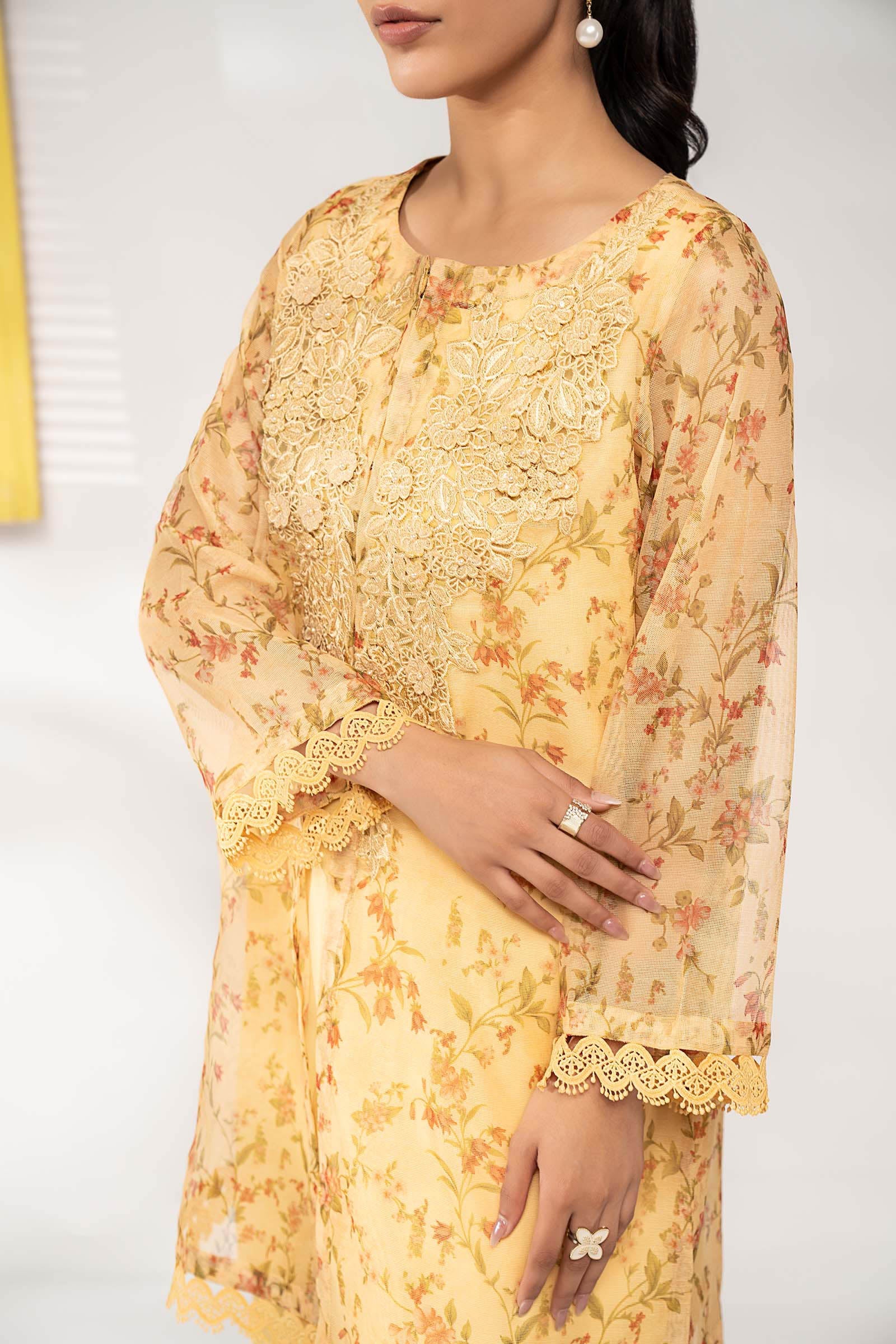 3 Piece Embroidered Cotton Net Suit