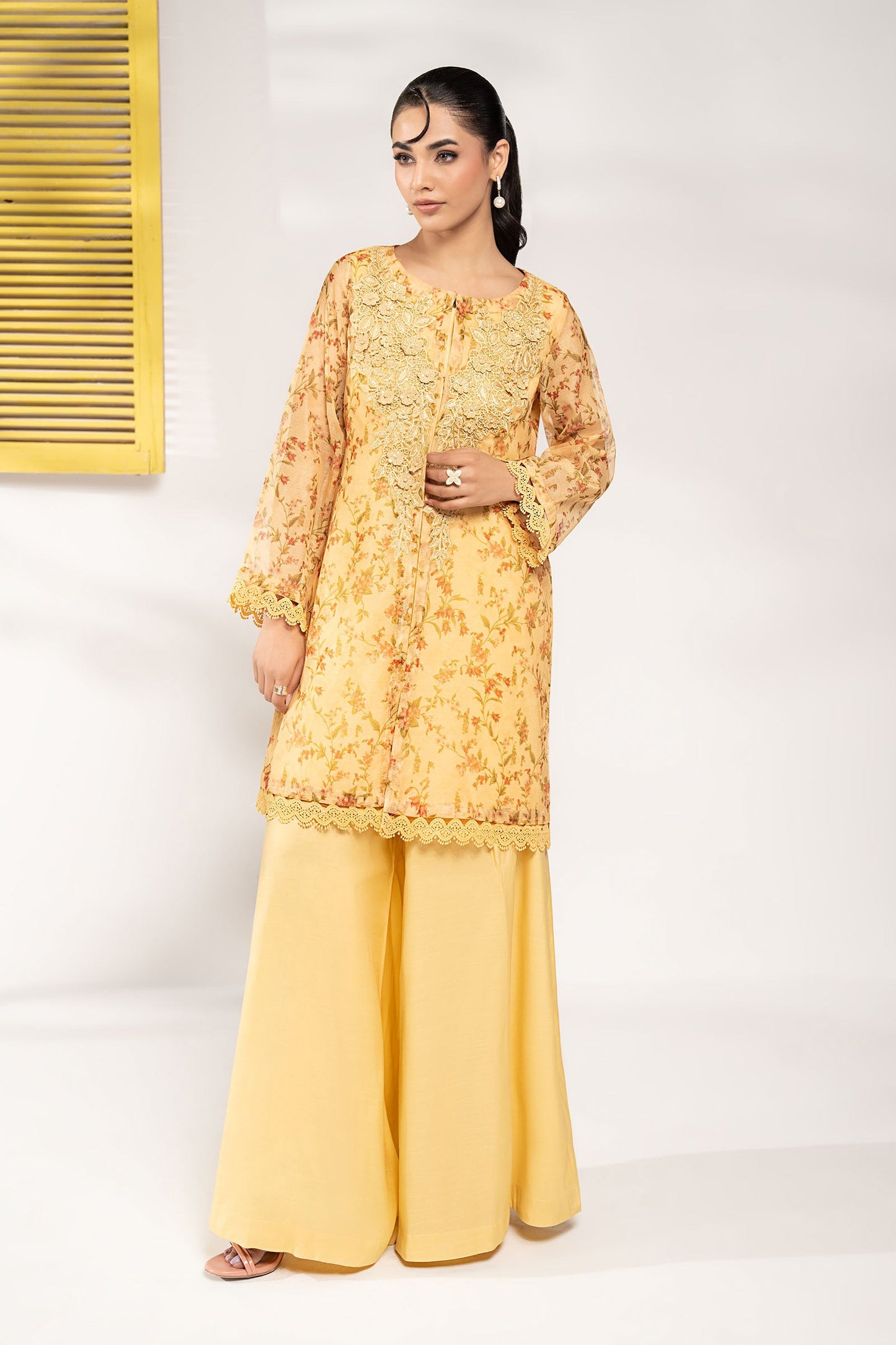 3 Piece Embroidered Cotton Net Suit