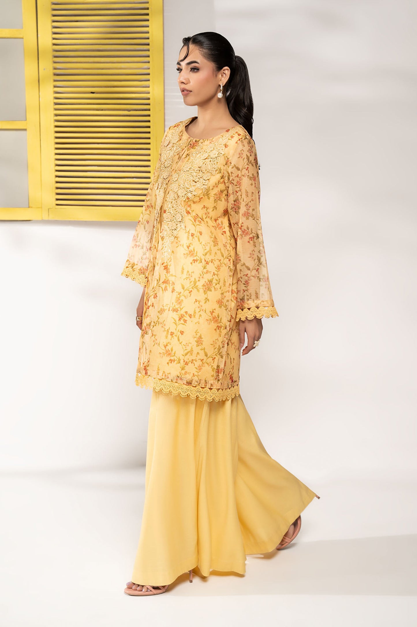 3 Piece Embroidered Cotton Net Suit