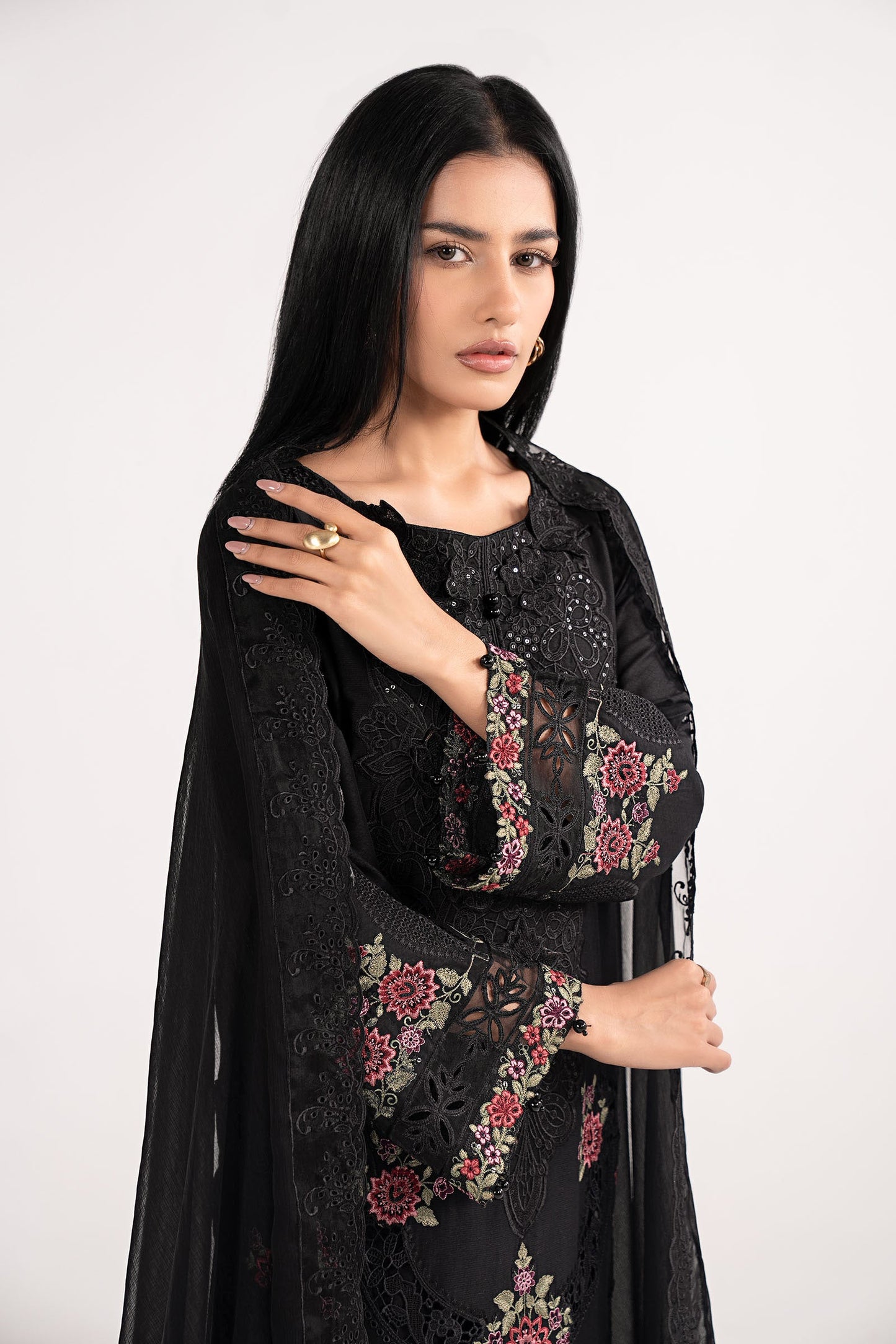 3 Piece Embroidered Dobby Lawn Suit