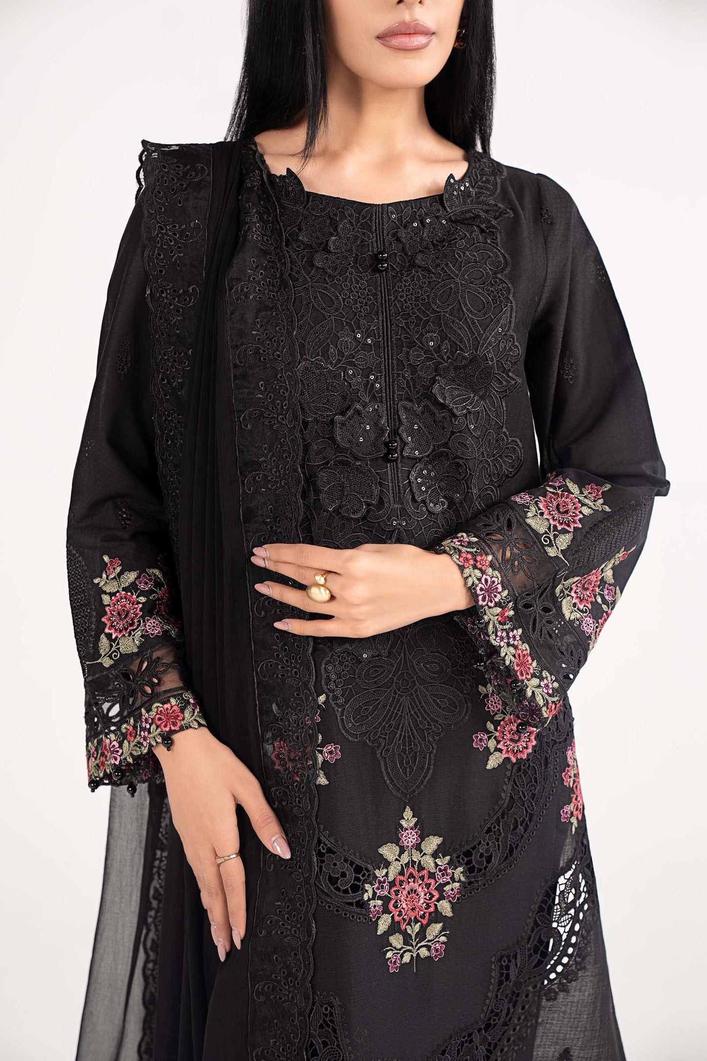 3 Piece Embroidered Dobby Lawn Suit