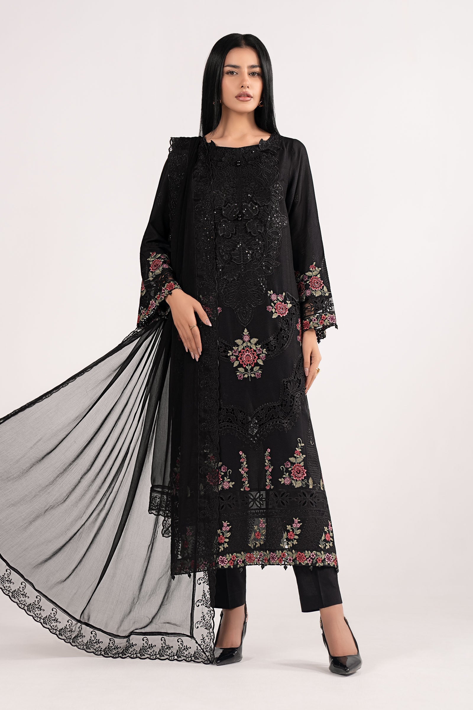 3 Piece Embroidered Dobby Lawn Suit