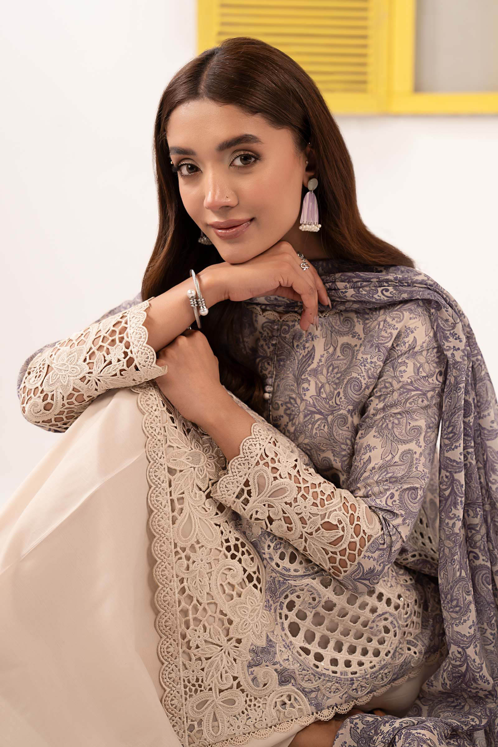 3 Piece Embroidered Silk Suit