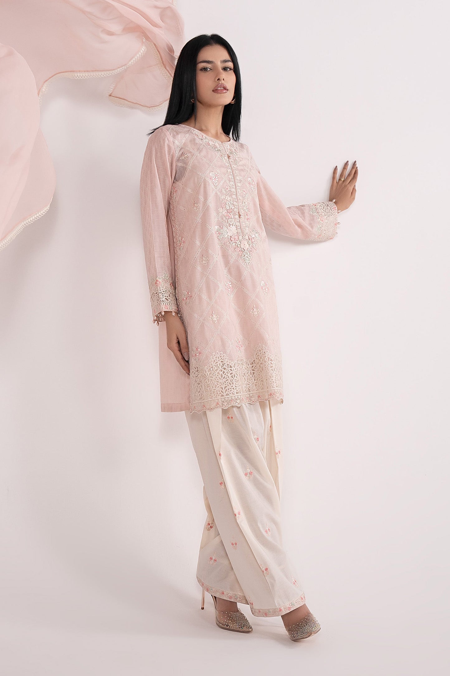 3 Piece Embroidered Dobby Lawn Suit