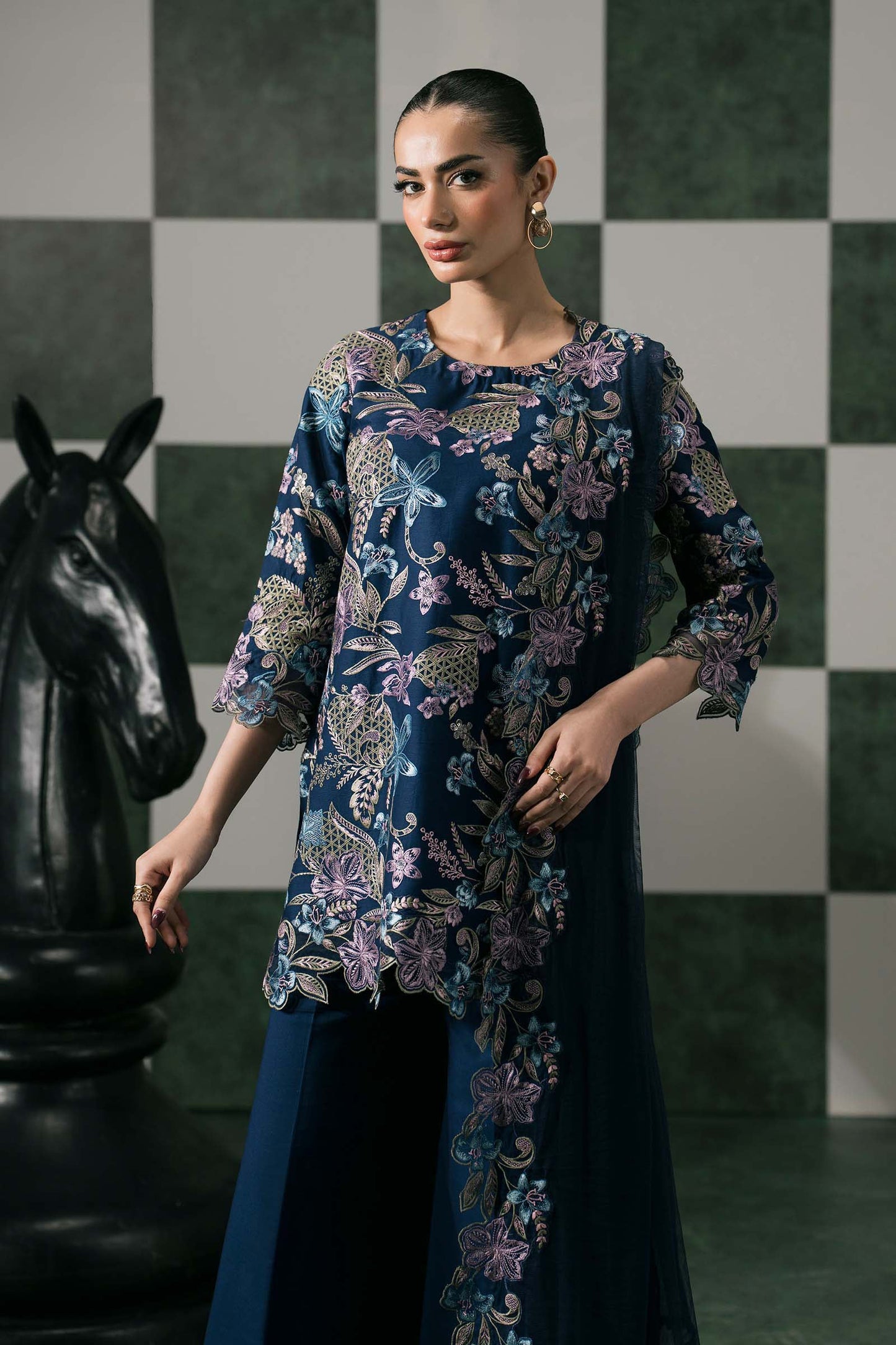 3 Piece Embroidered Dobby Lawn Suit