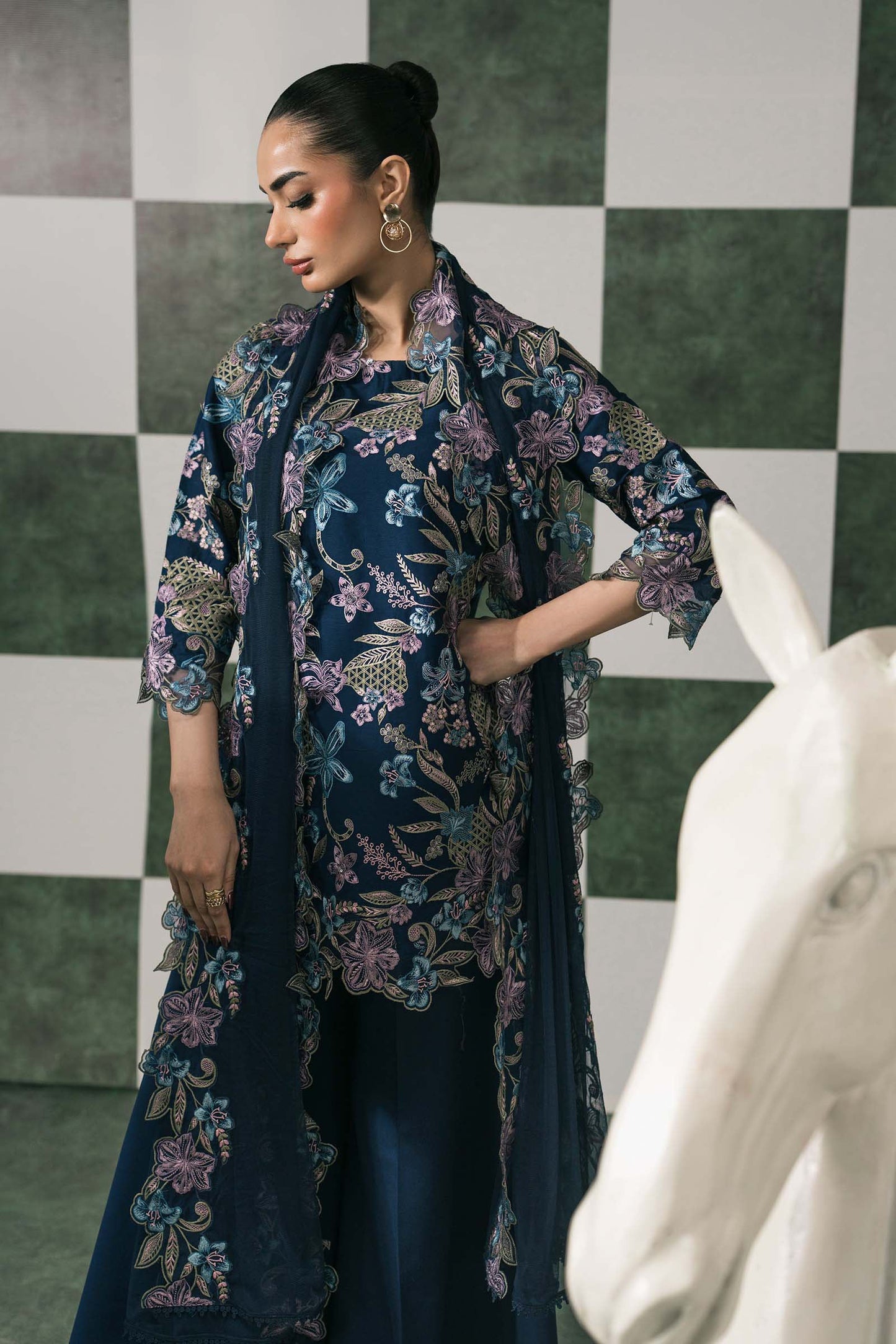 3 Piece Embroidered Dobby Lawn Suit