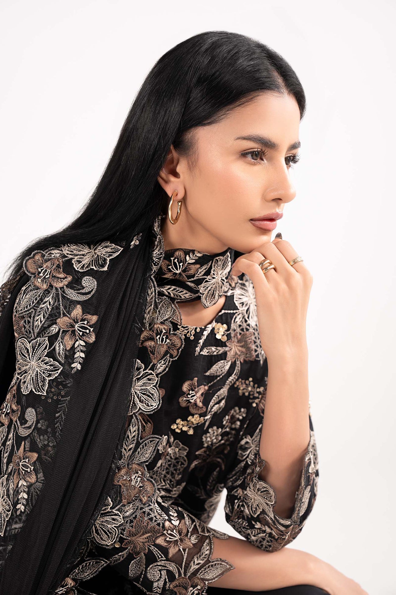 3 Piece Embroidered Dobby Lawn Suit