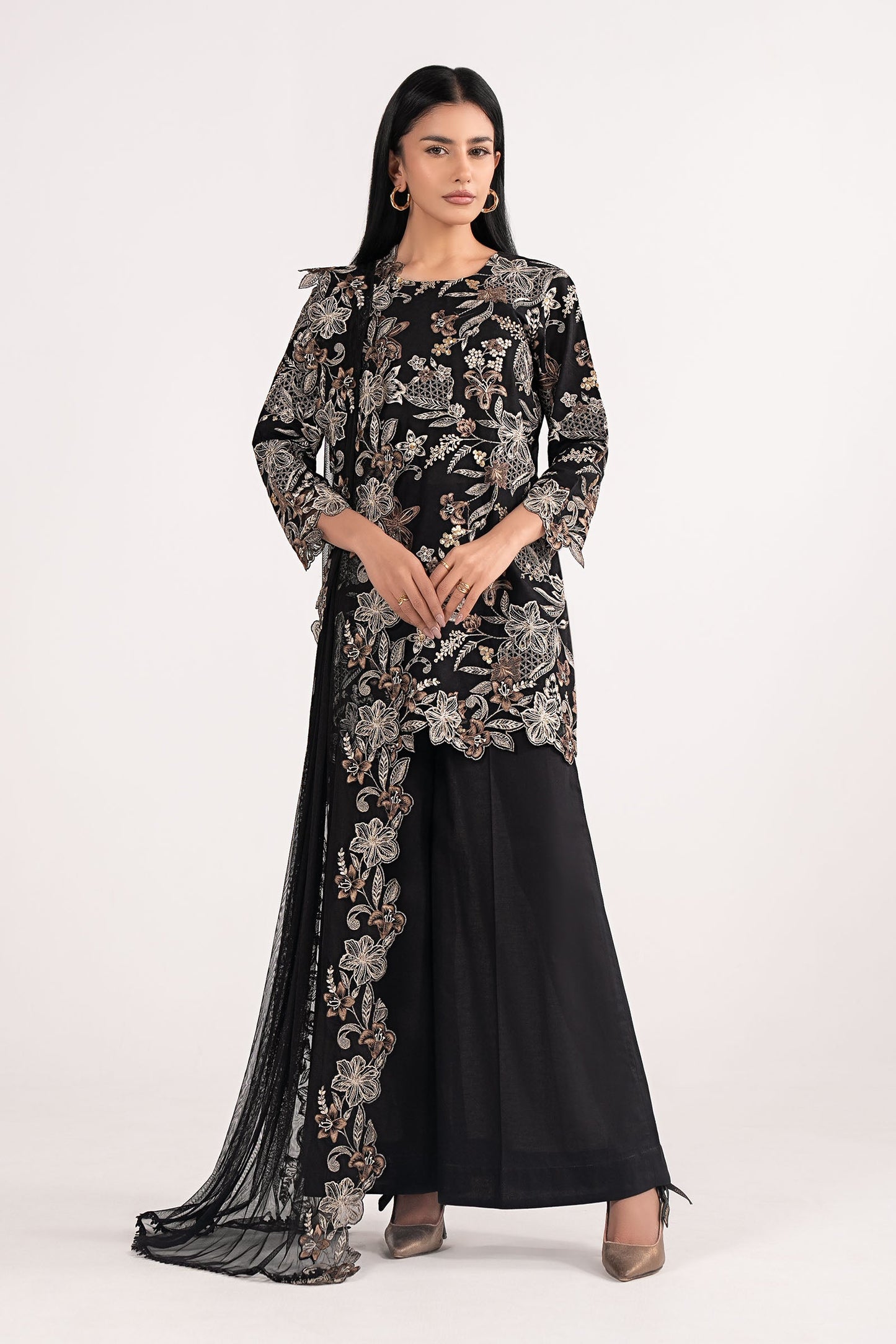 3 Piece Embroidered Dobby Lawn Suit