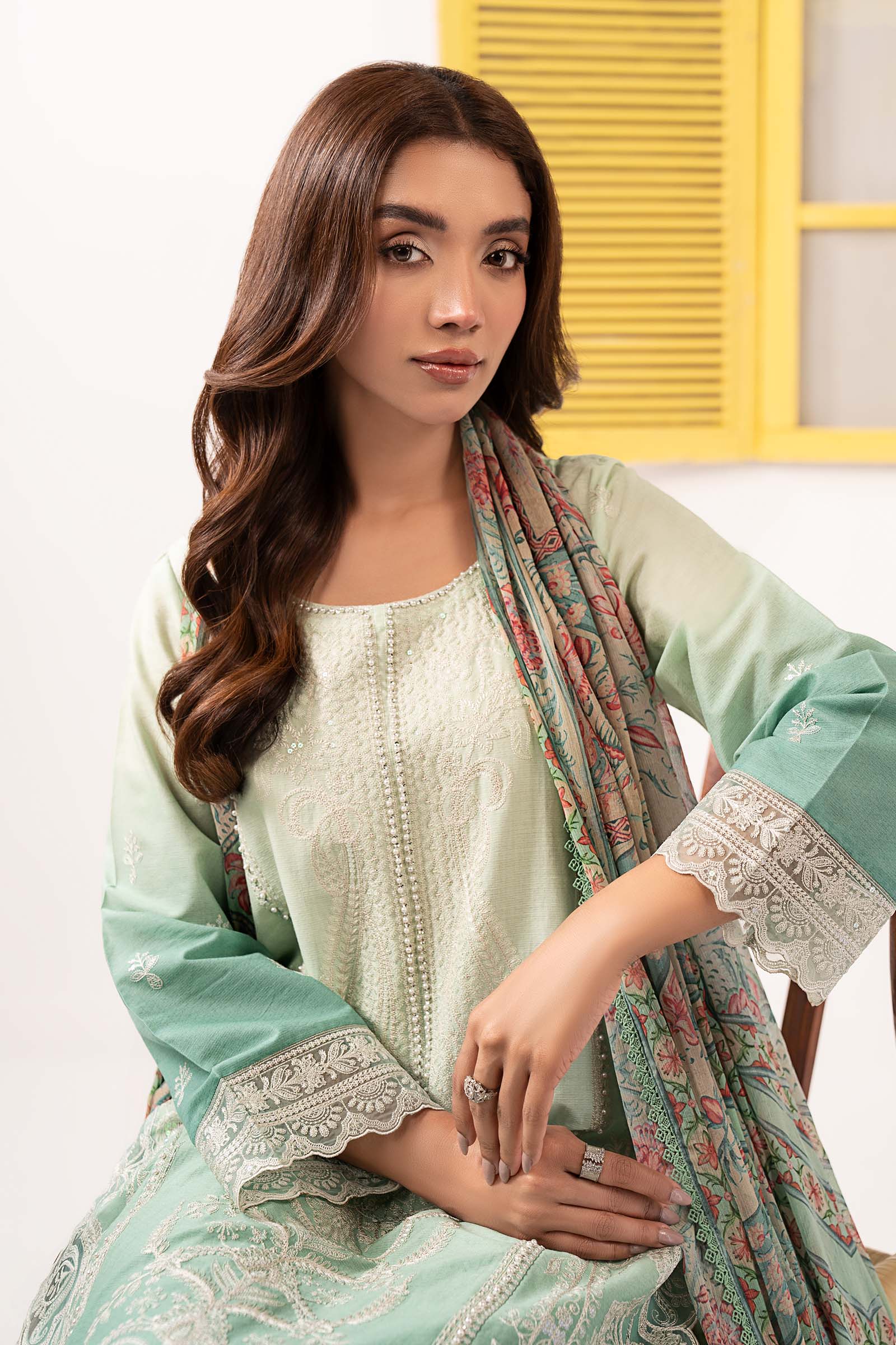 3 Piece Embroidered Dobby Lawn Suit