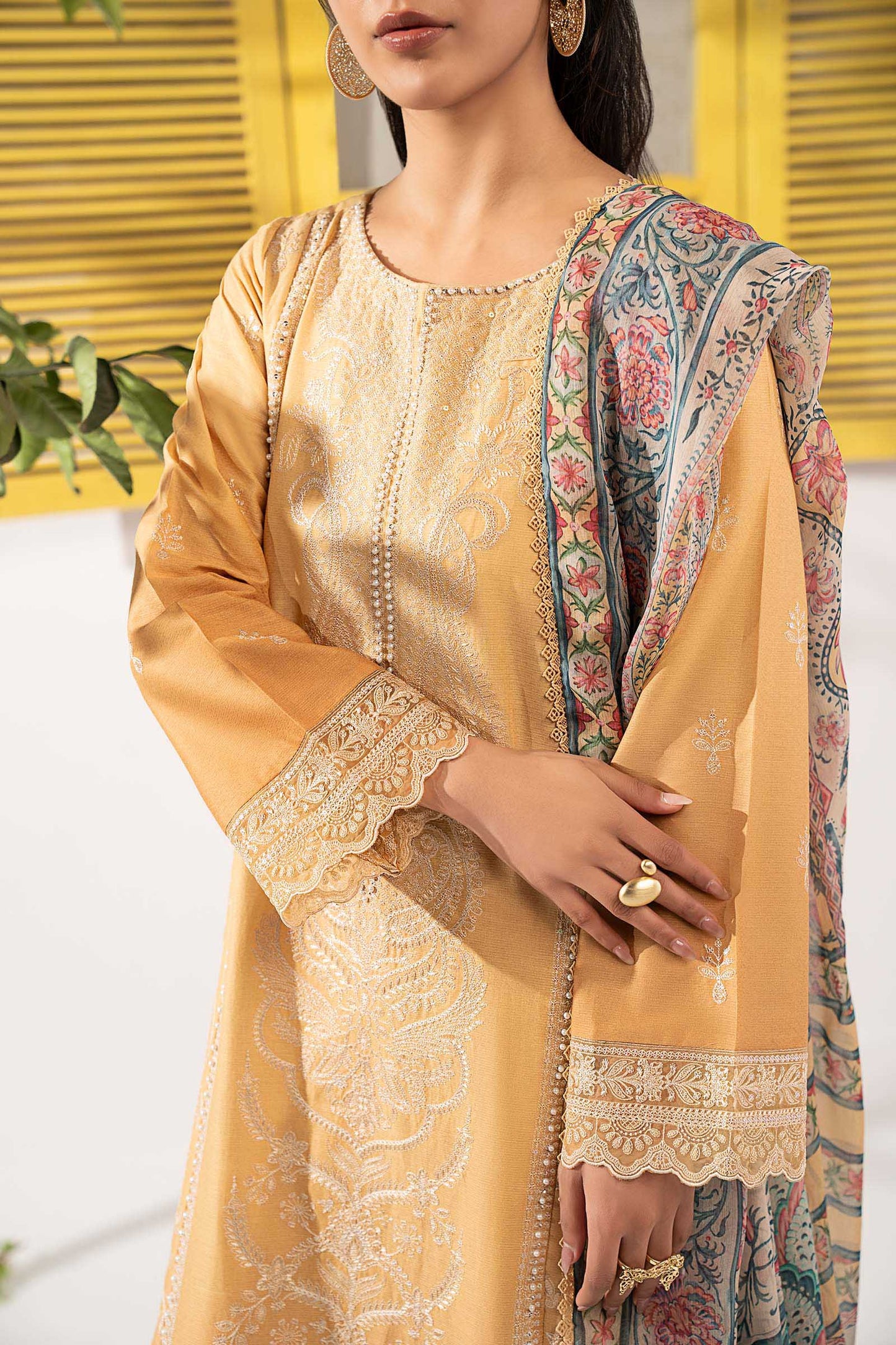 3 Piece Embroidered Dobby Lawn Suit