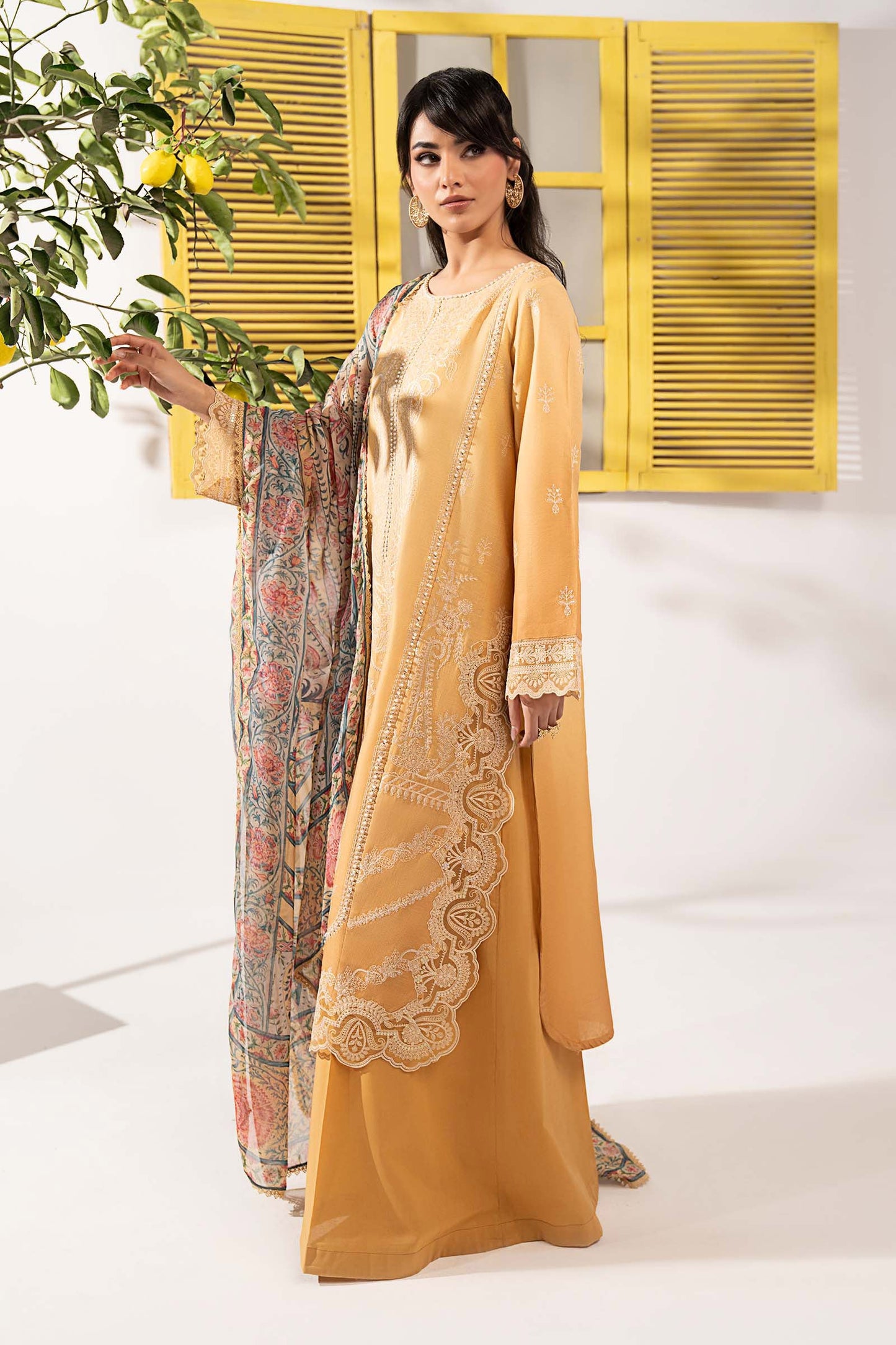 3 Piece Embroidered Dobby Lawn Suit