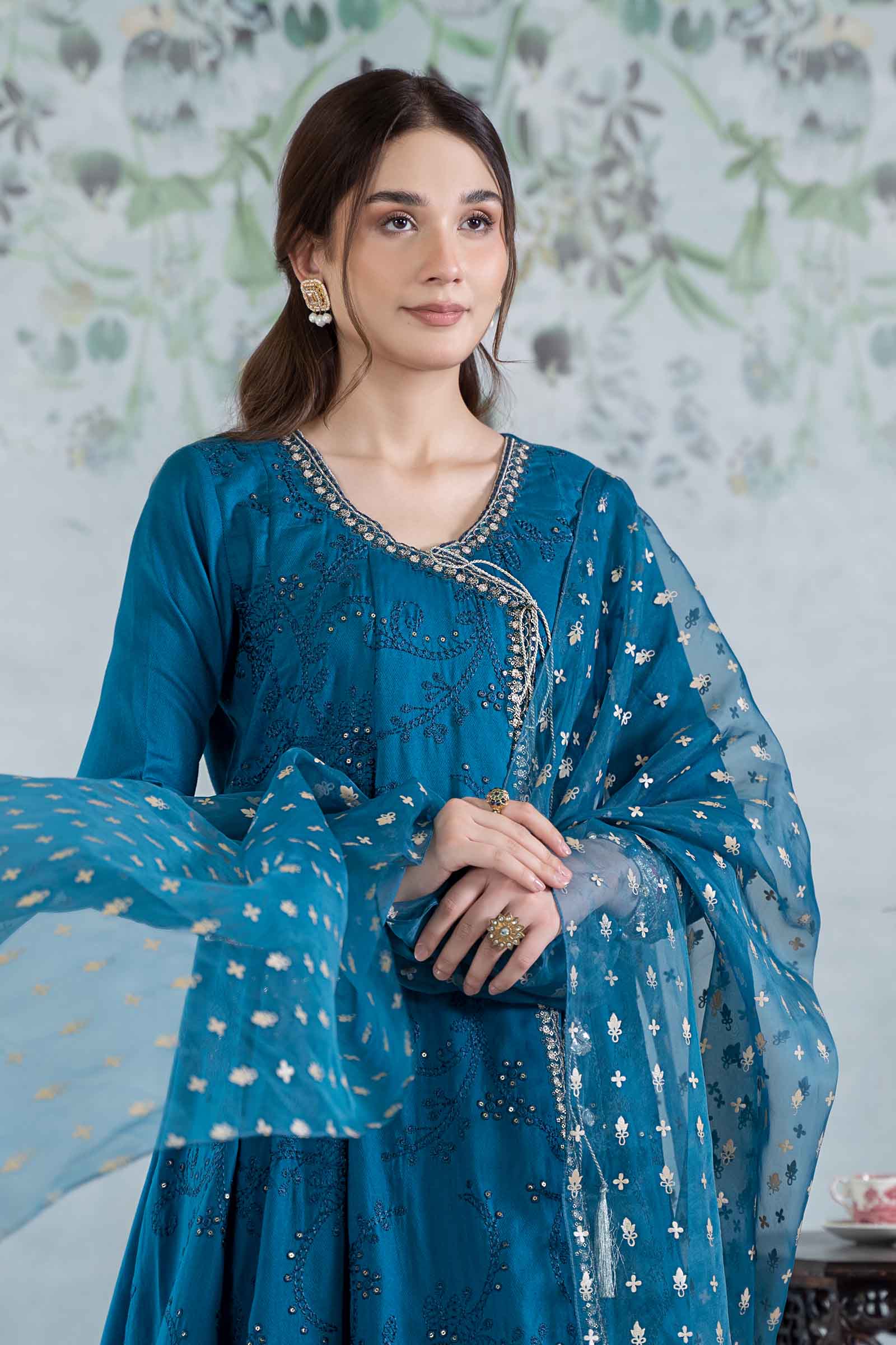 3 Piece Embroidered Net Suit