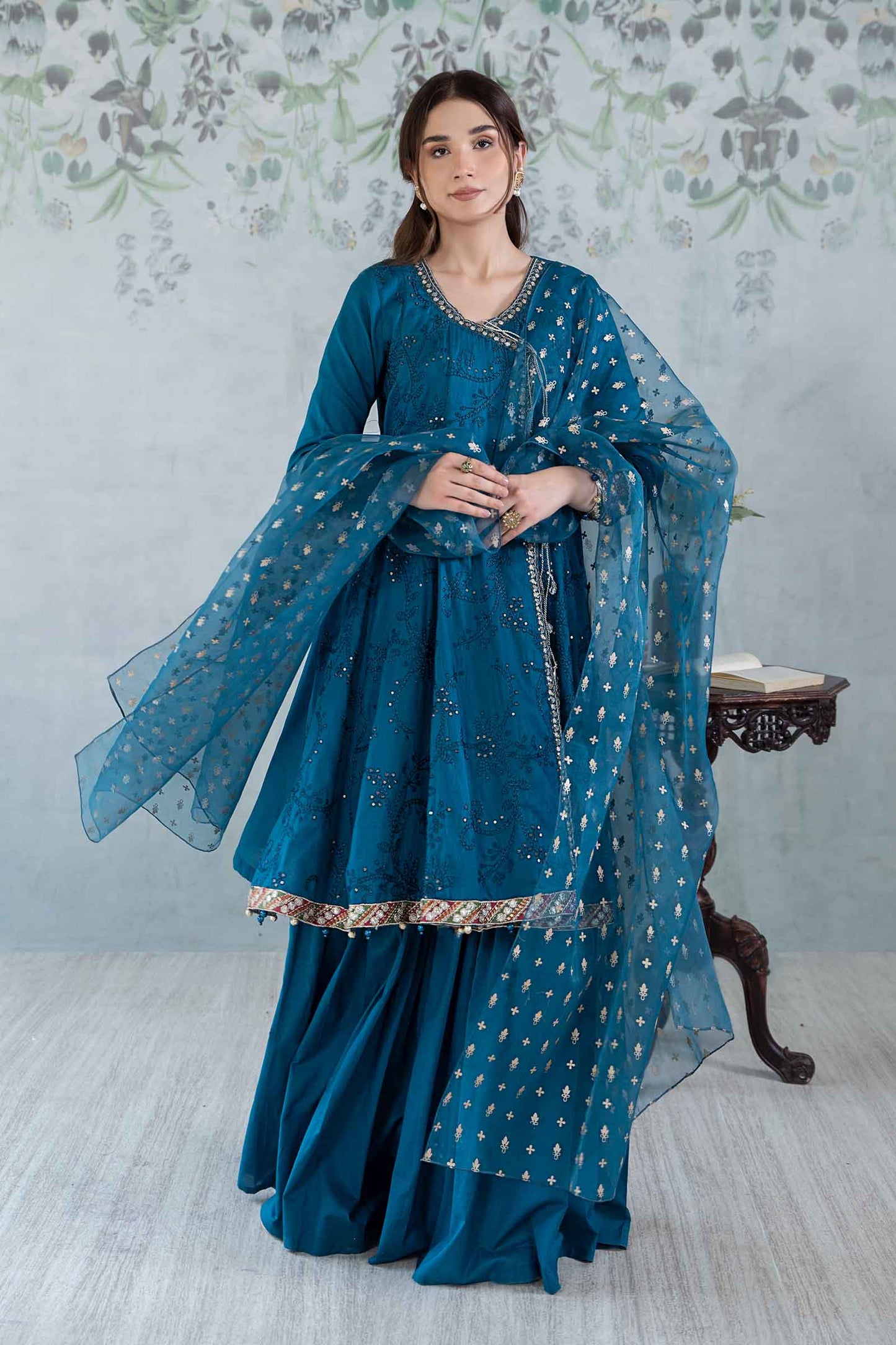 3 Piece Embroidered Net Suit