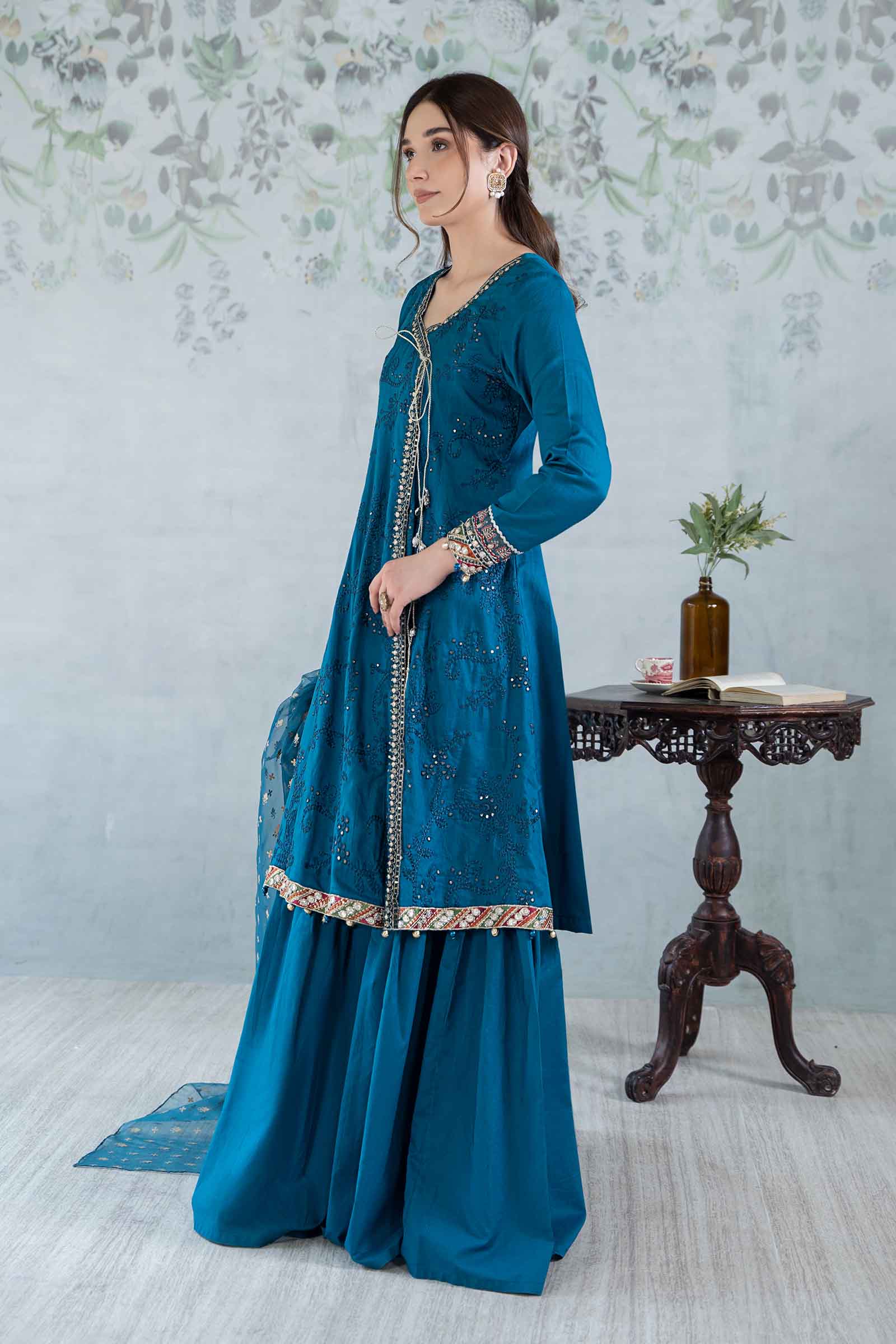 3 Piece Embroidered Net Suit
