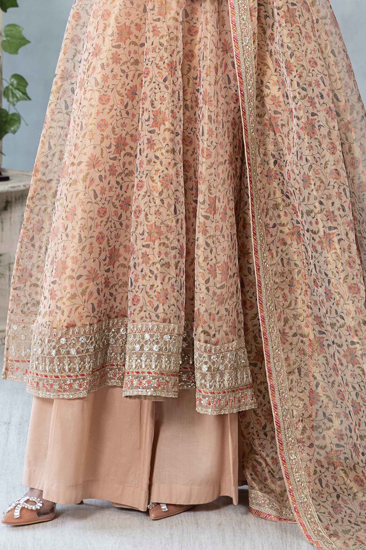 3 Piece Printed Cotton Net Suit