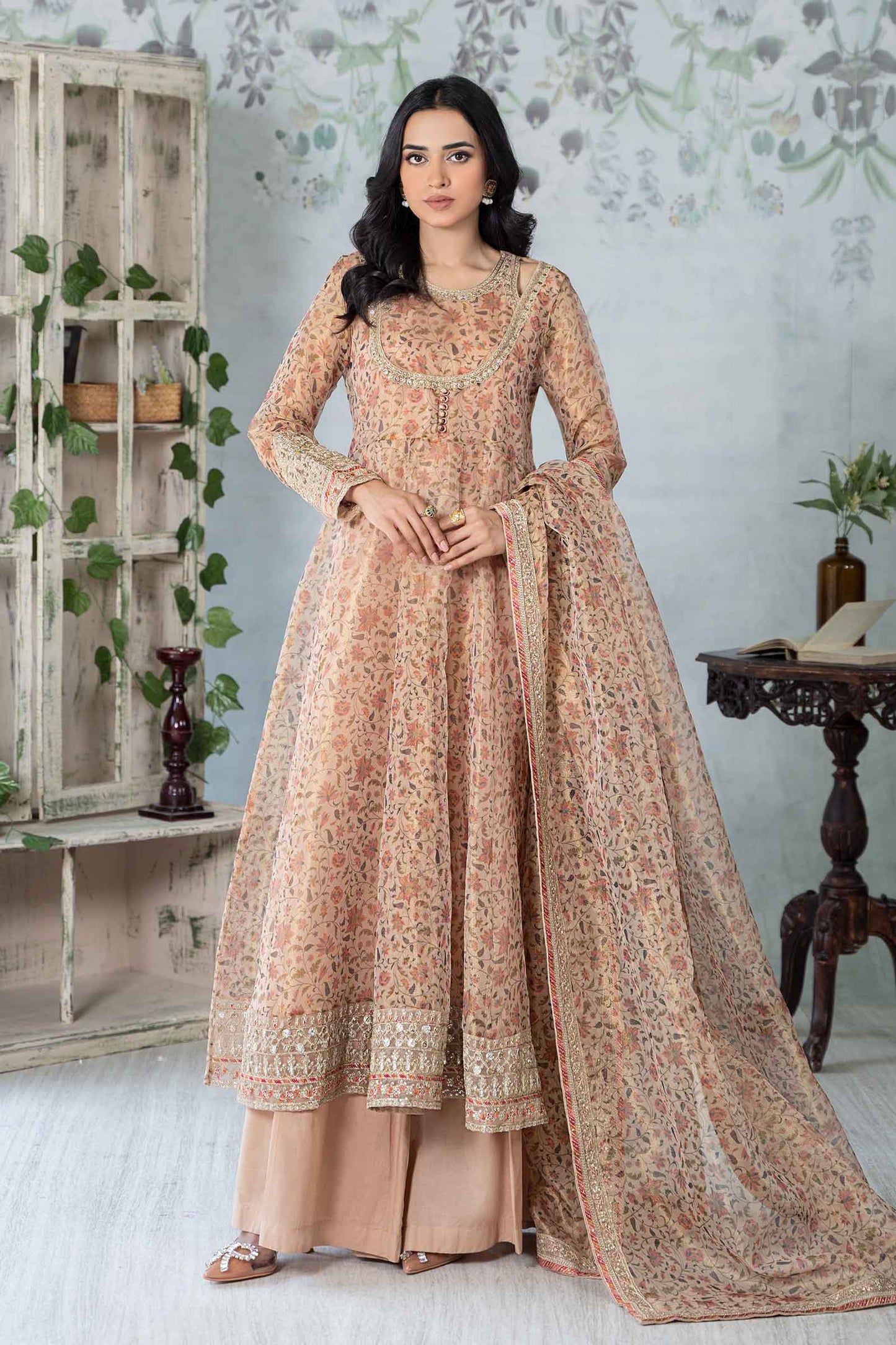 3 Piece Printed Cotton Net Suit