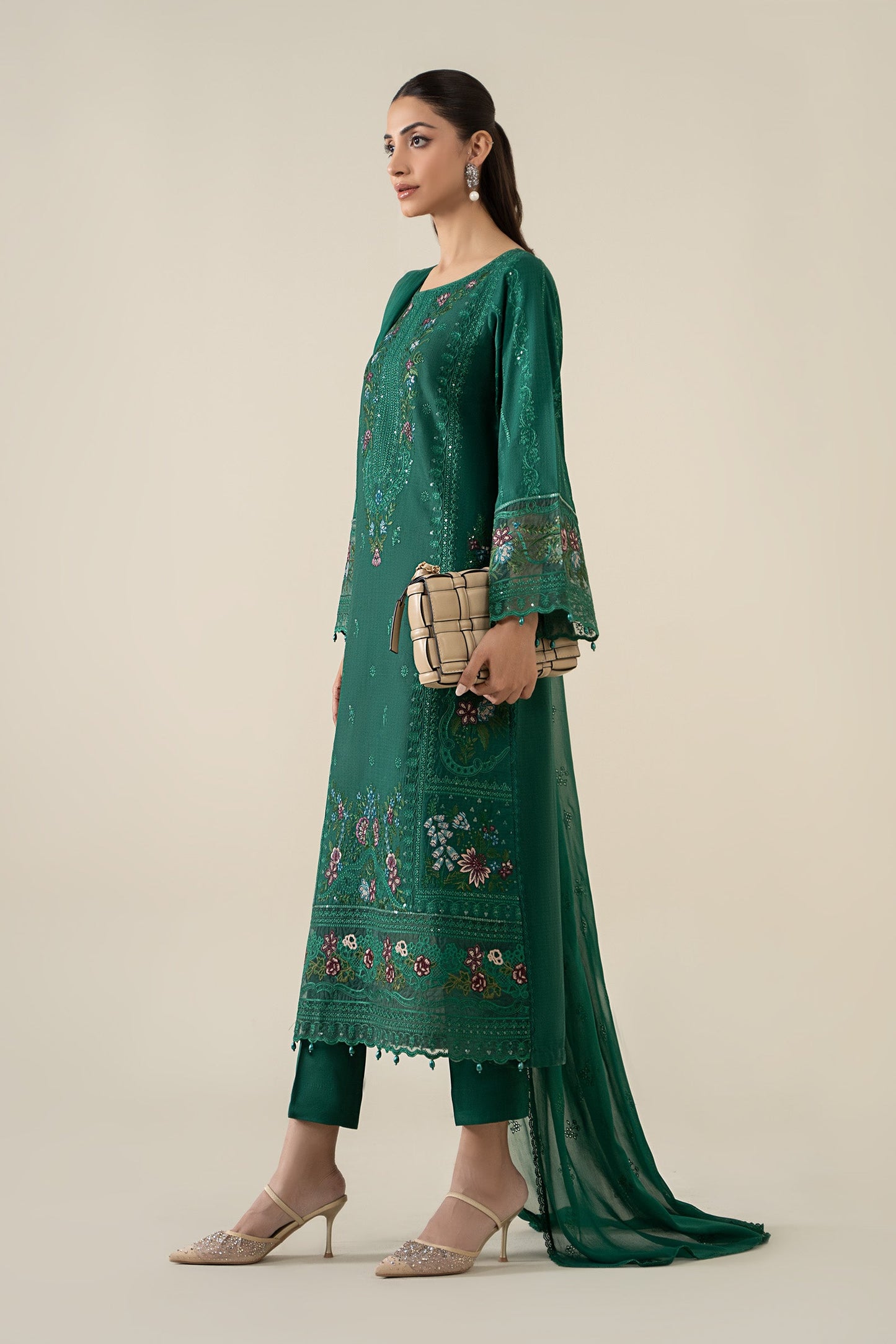 3 Piece Embroidered Dobby Suit