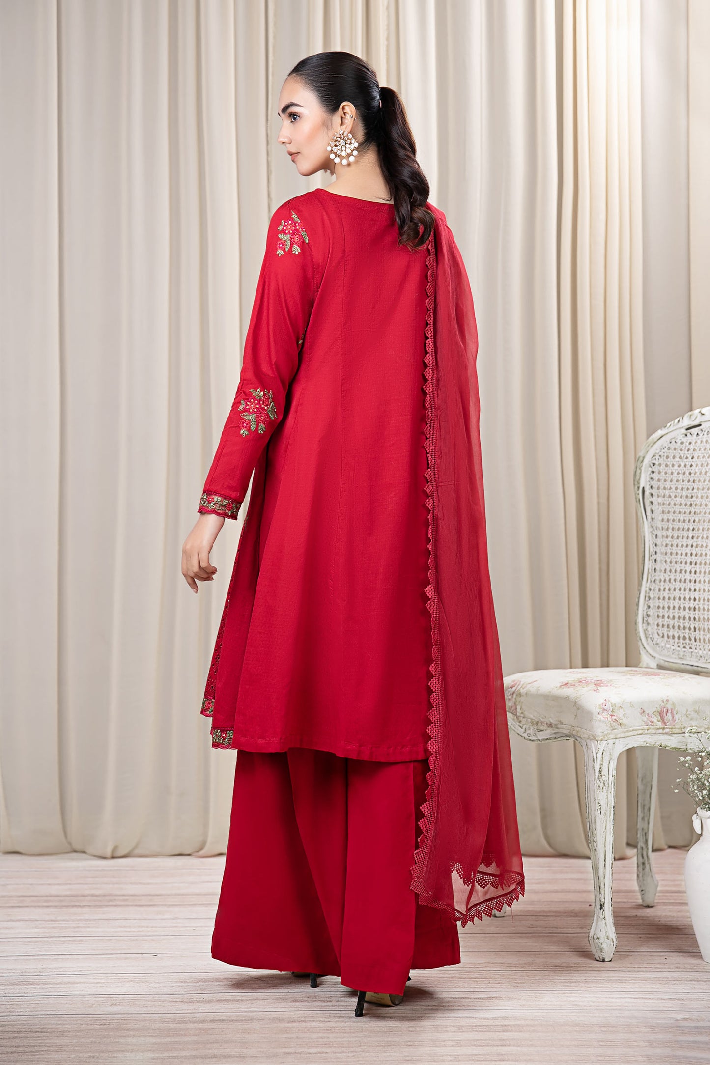 3 Piece Embroidered Dobby Suit
