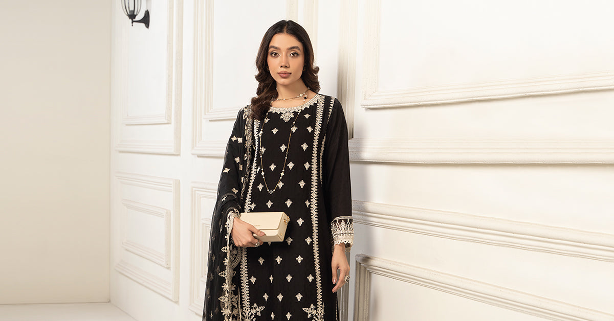 3 Piece Embroidered Self Jacquard Suit