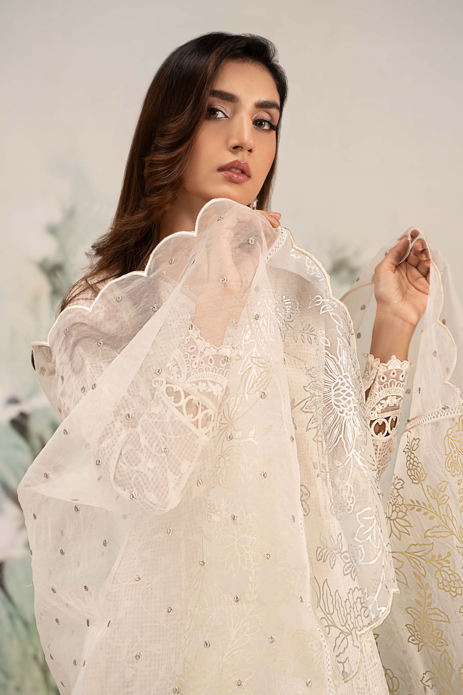 3 Piece Embroidered Organza Suit