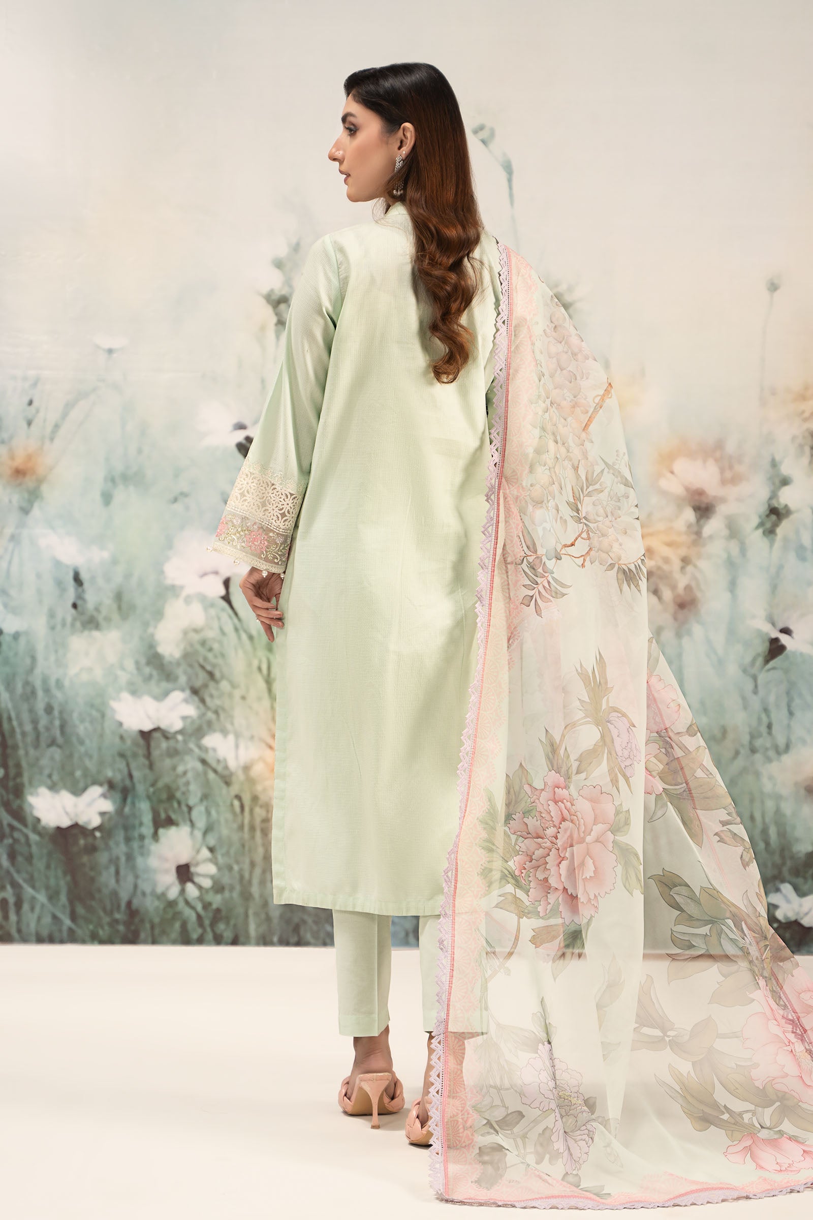 3 Piece Embroidered Dobby Lawn Suit