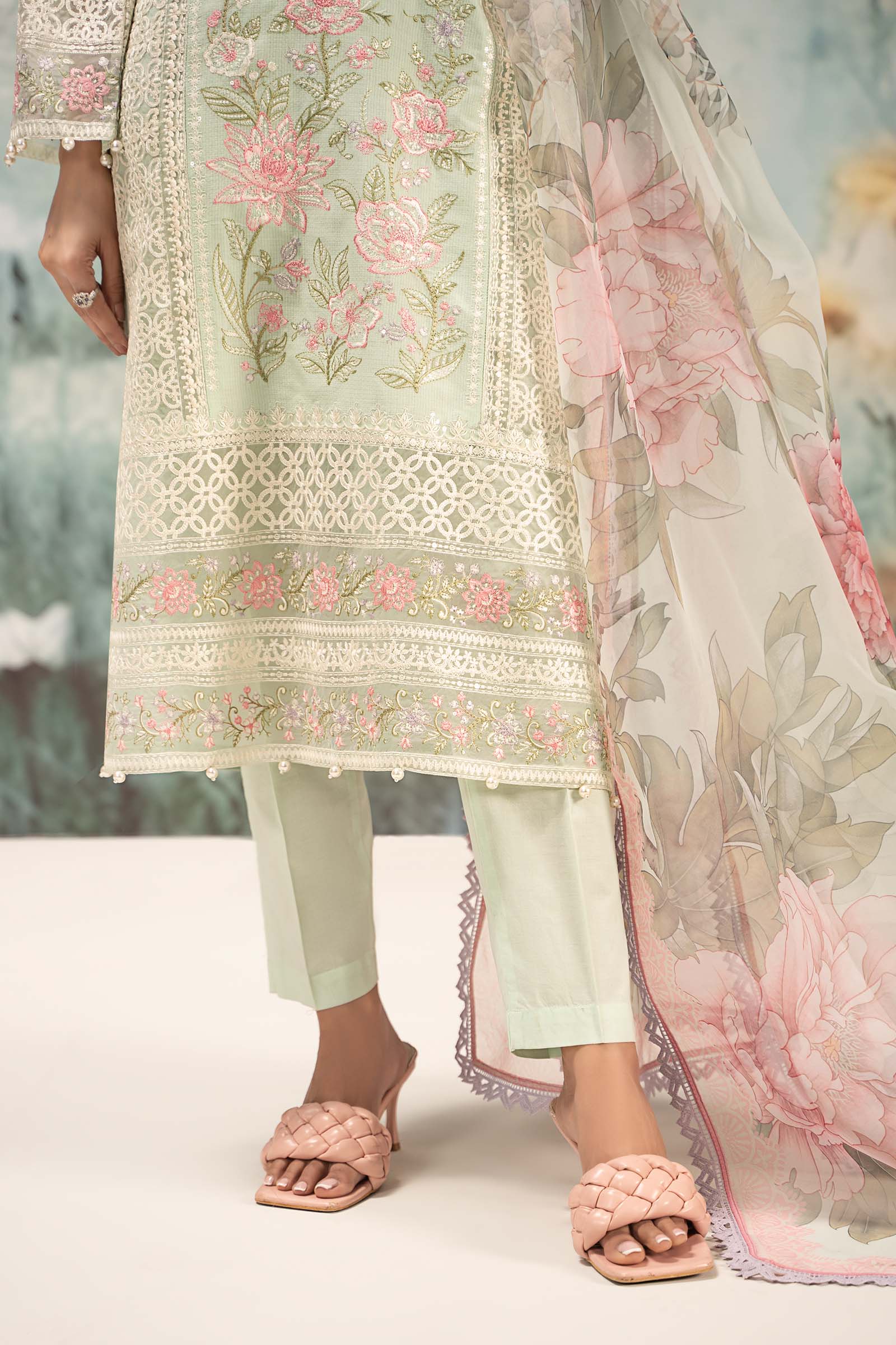 3 Piece Embroidered Dobby Lawn Suit