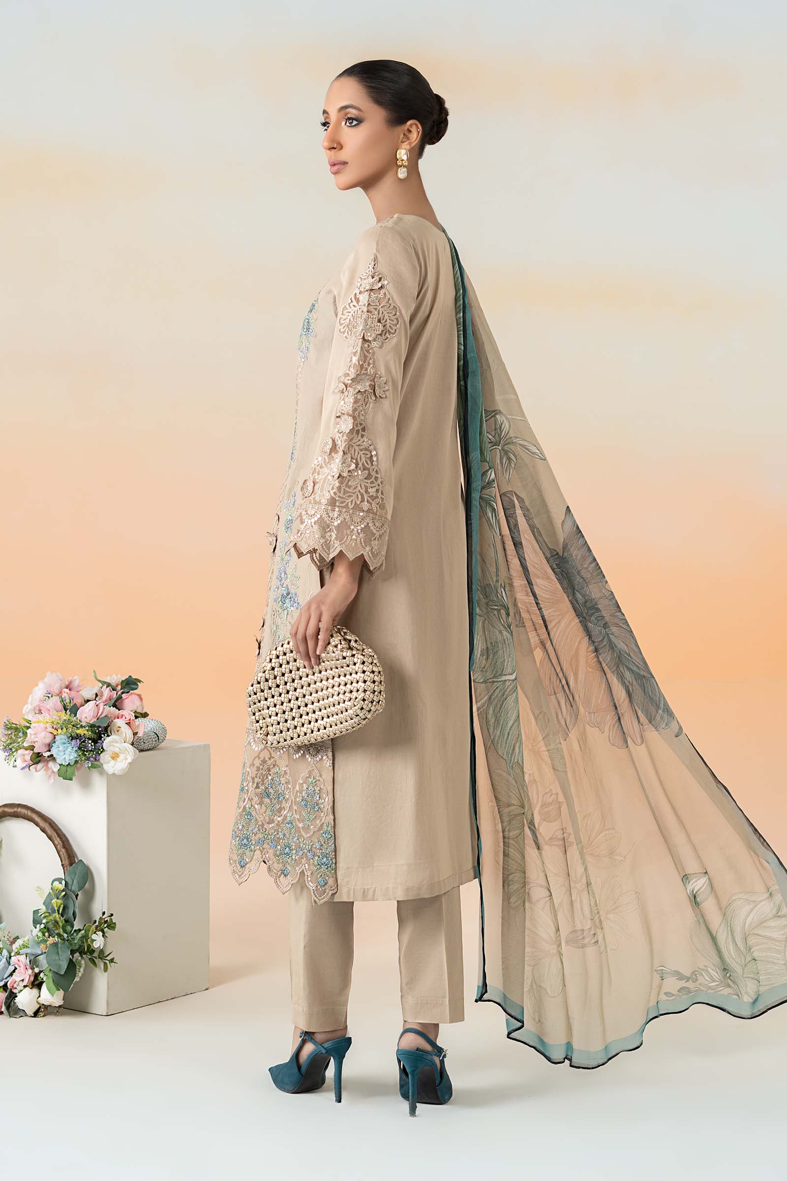 3 Piece Embroidered Dobby Lawn Suit