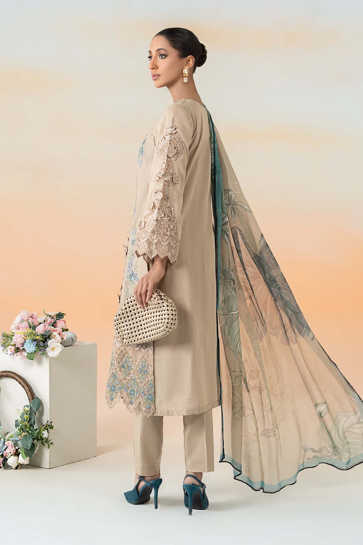 3 Piece Embroidered Dobby Lawn Suit