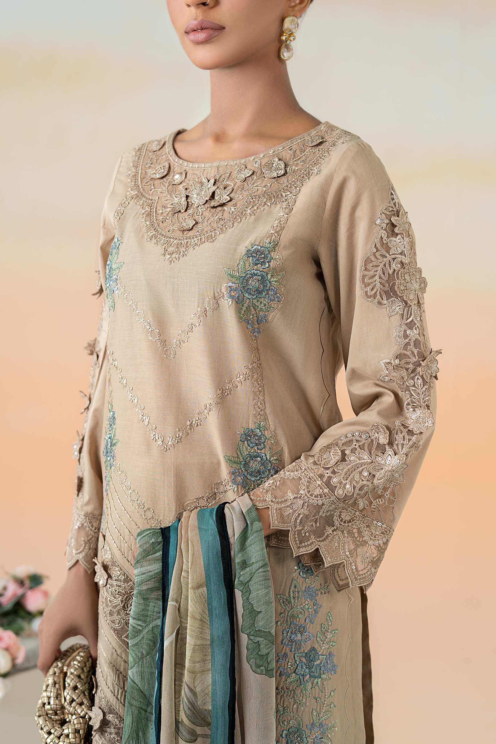 3 Piece Embroidered Dobby Lawn Suit