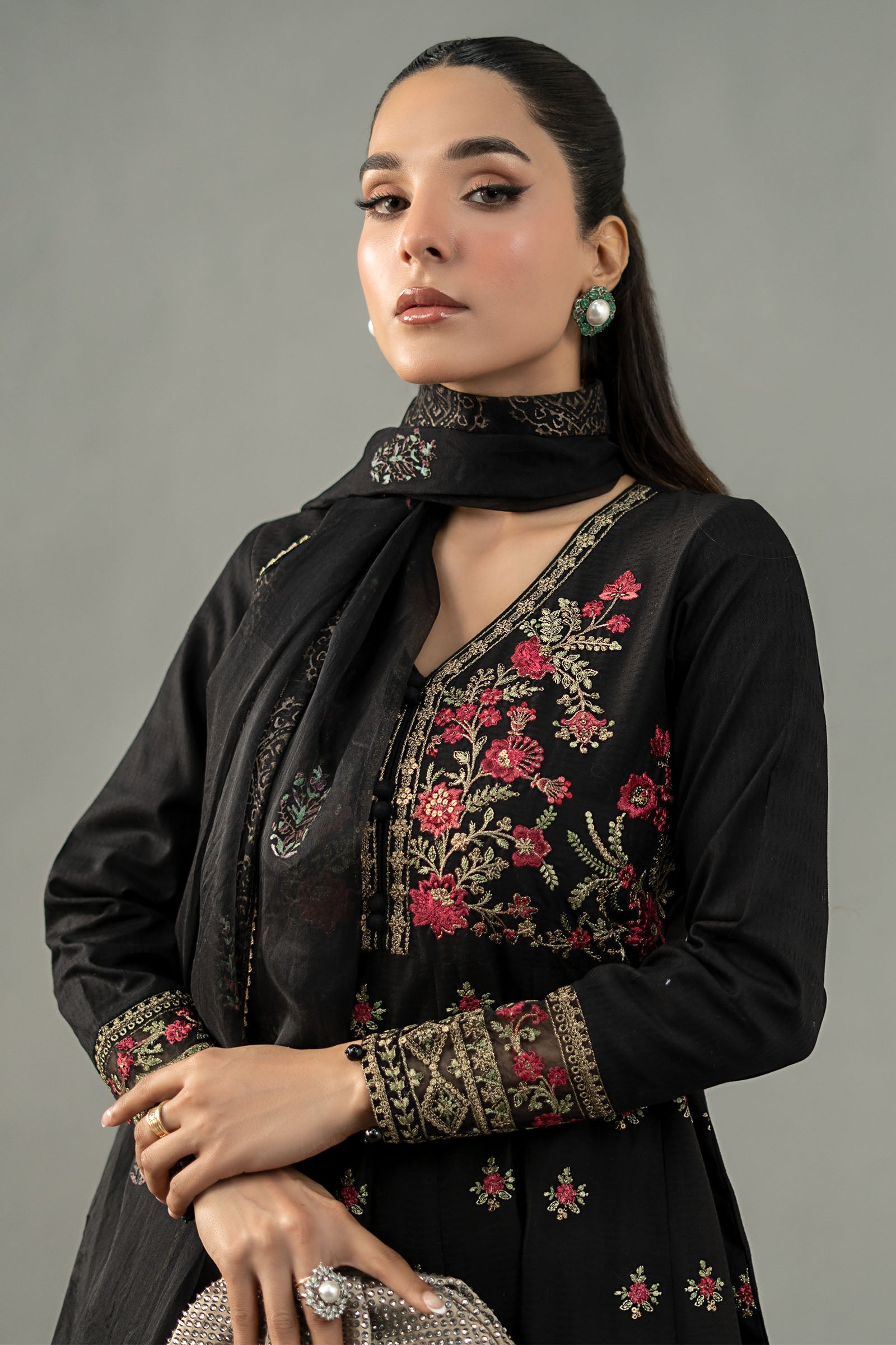 3 Piece Embroidered Dobby Lawn Suit