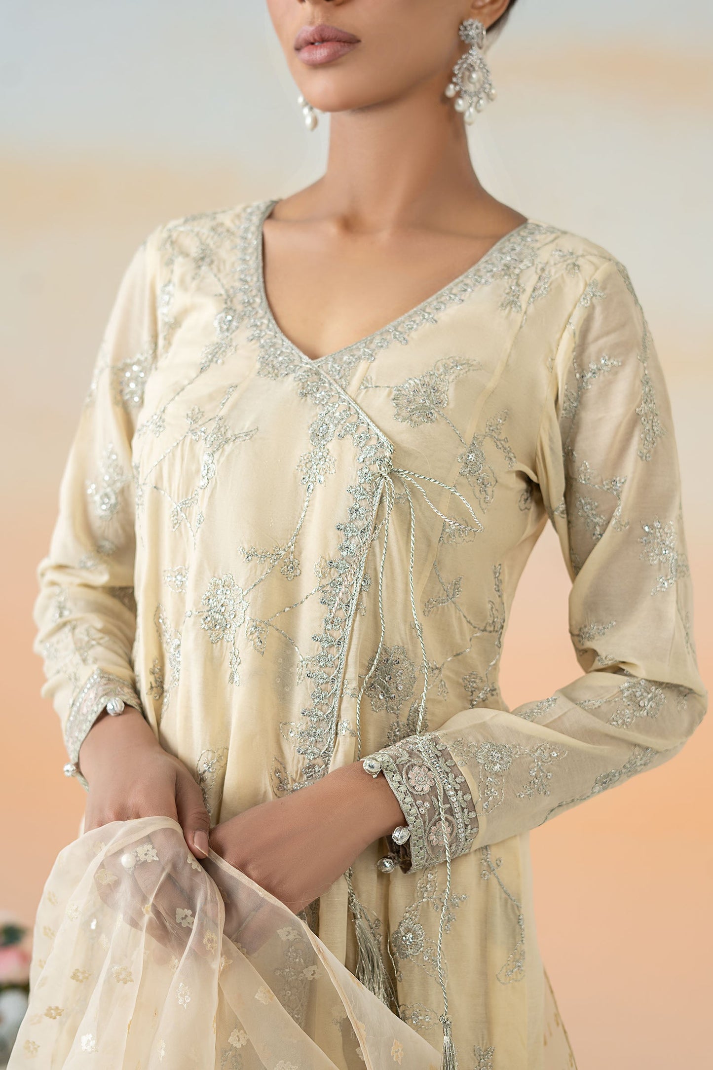 3 Piece Embroidered Paper Cotton Suit