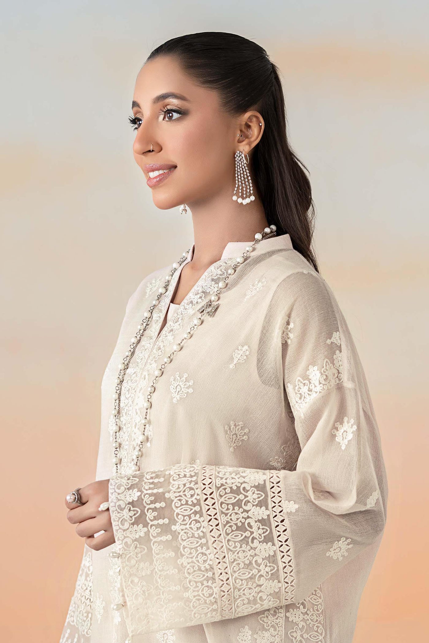 3 Piece Embroidered Cotton Net Suit
