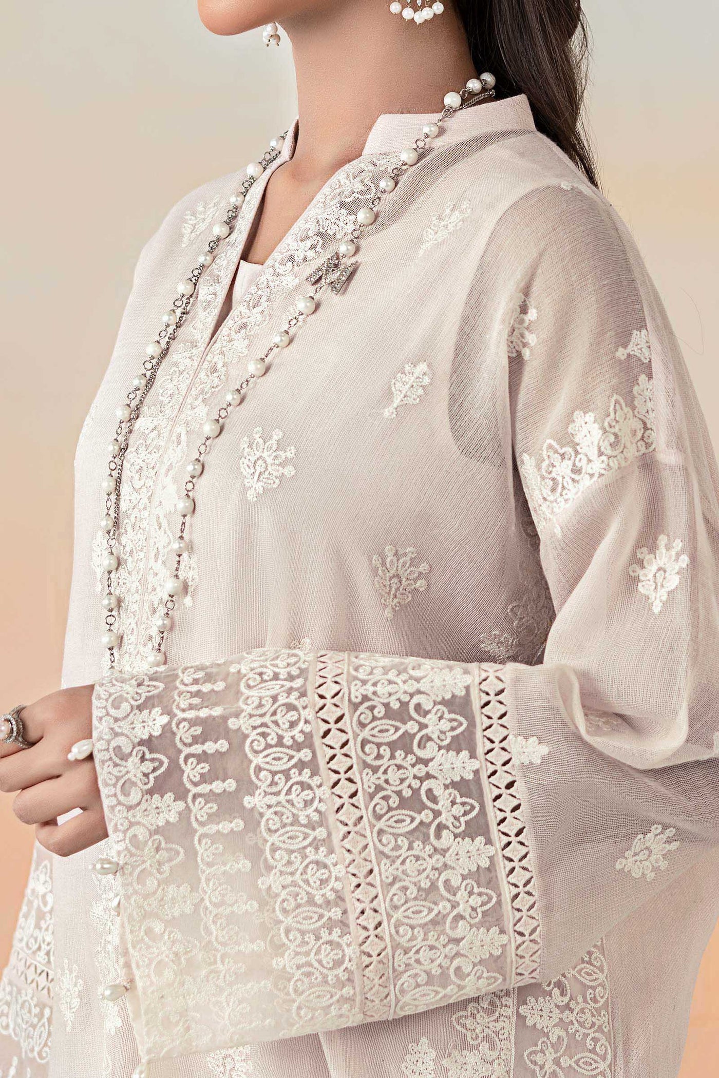 3 Piece Embroidered Cotton Net Suit