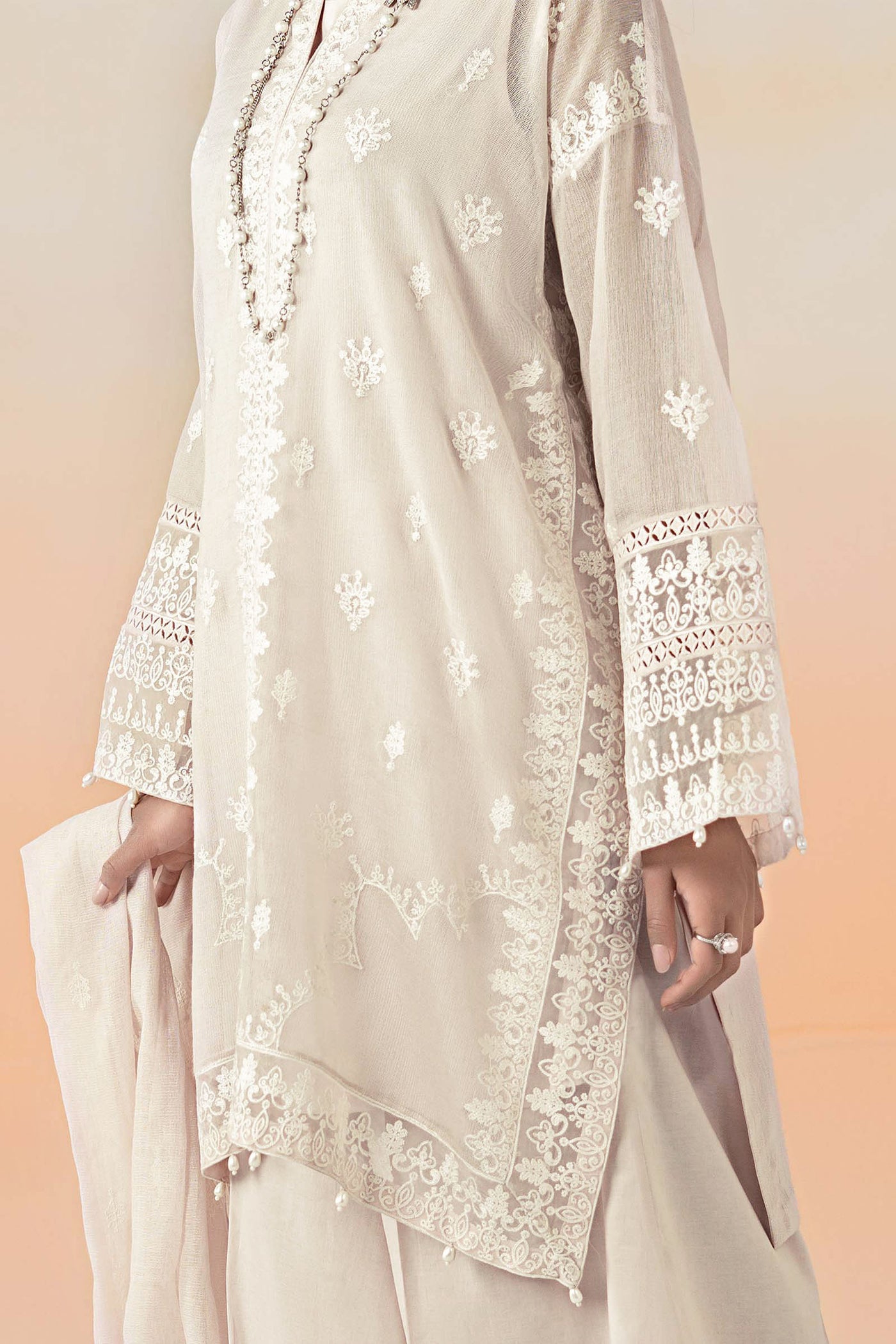 3 Piece Embroidered Cotton Net Suit