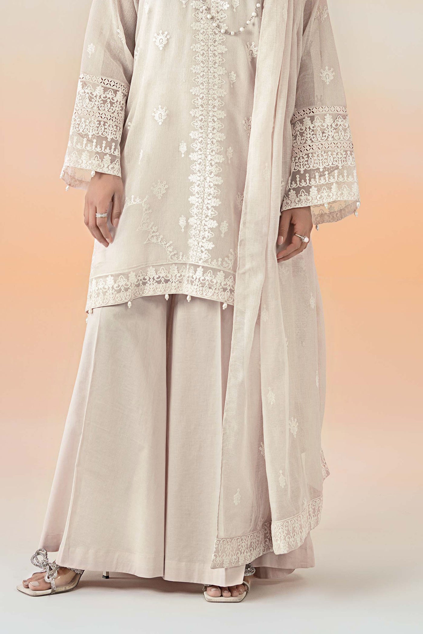 3 Piece Embroidered Cotton Net Suit