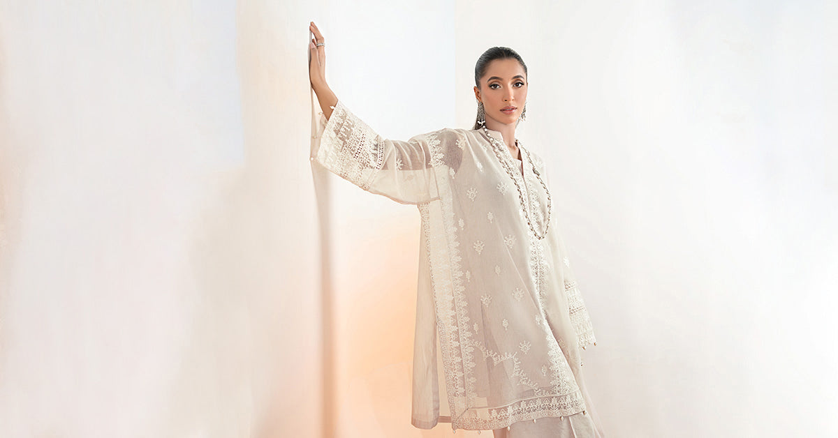 3 Piece Embroidered Cotton Net Suit