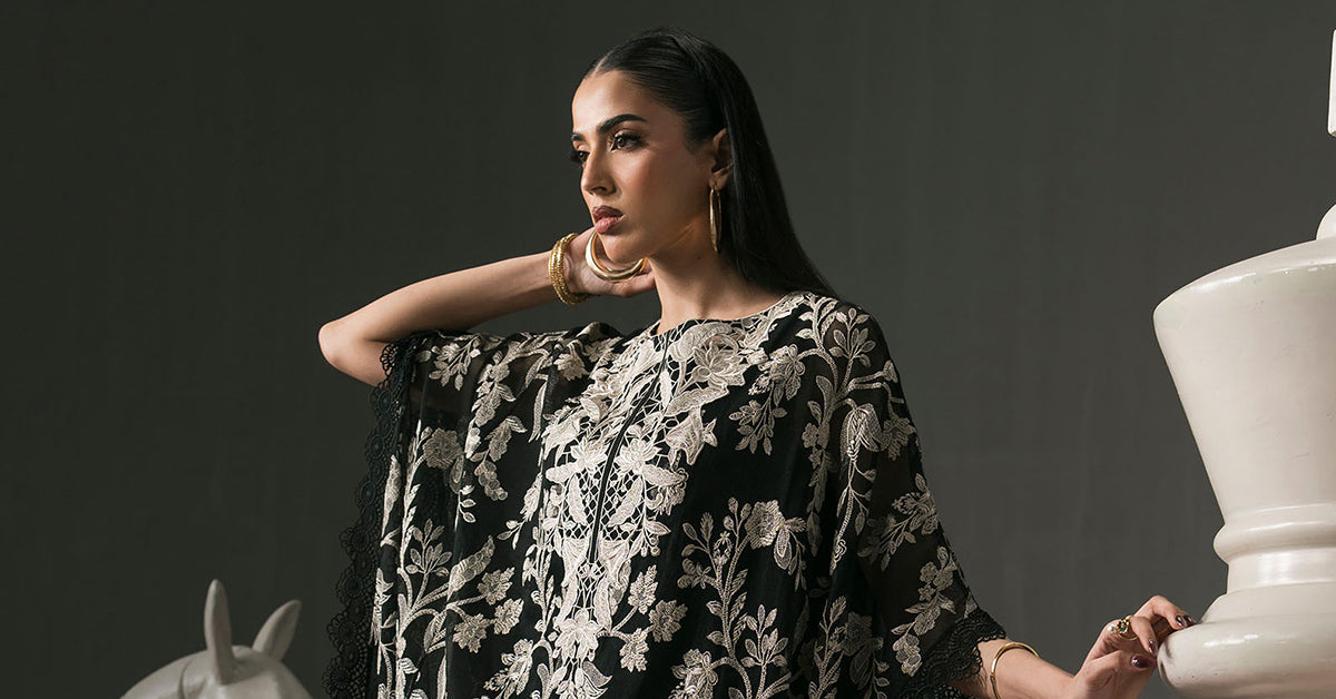 3 Piece Embroidered Cotton Net Suit