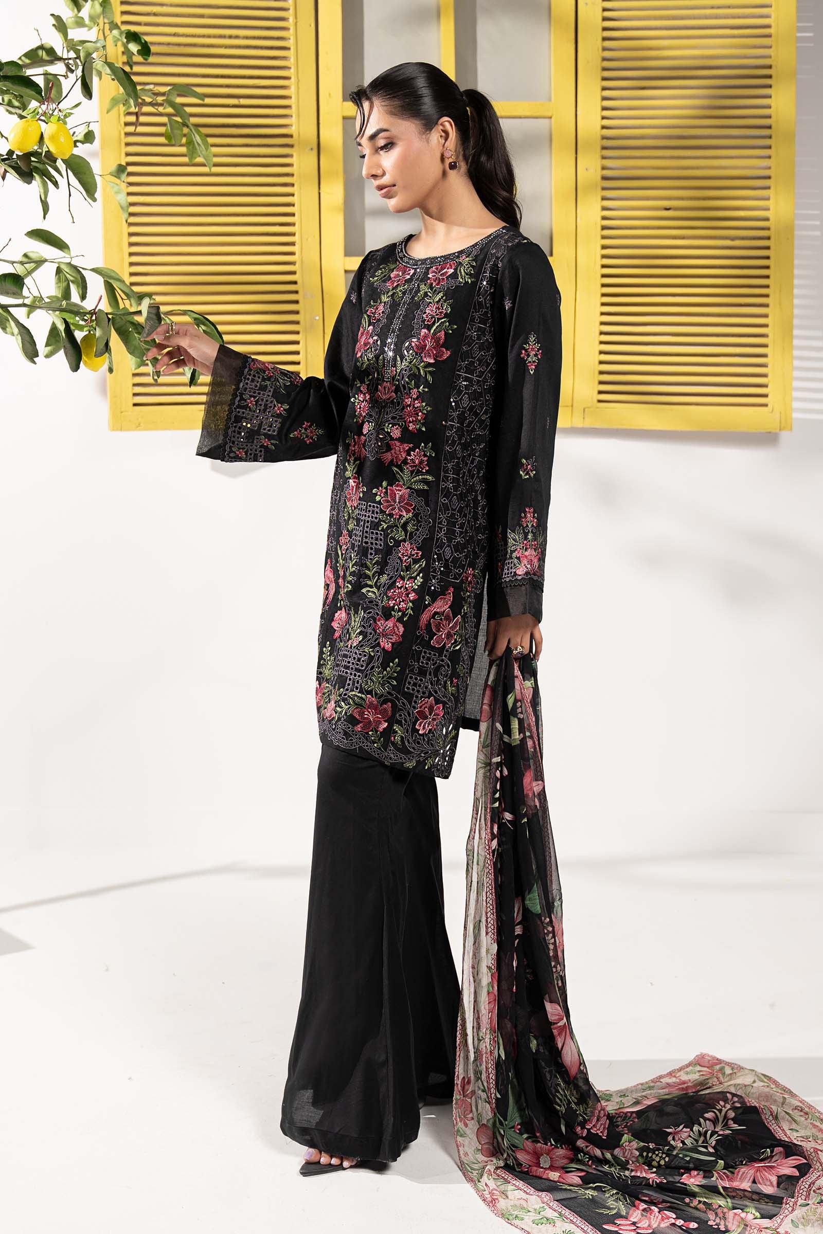 3 Piece Embroidered Dobby Lawn Suit